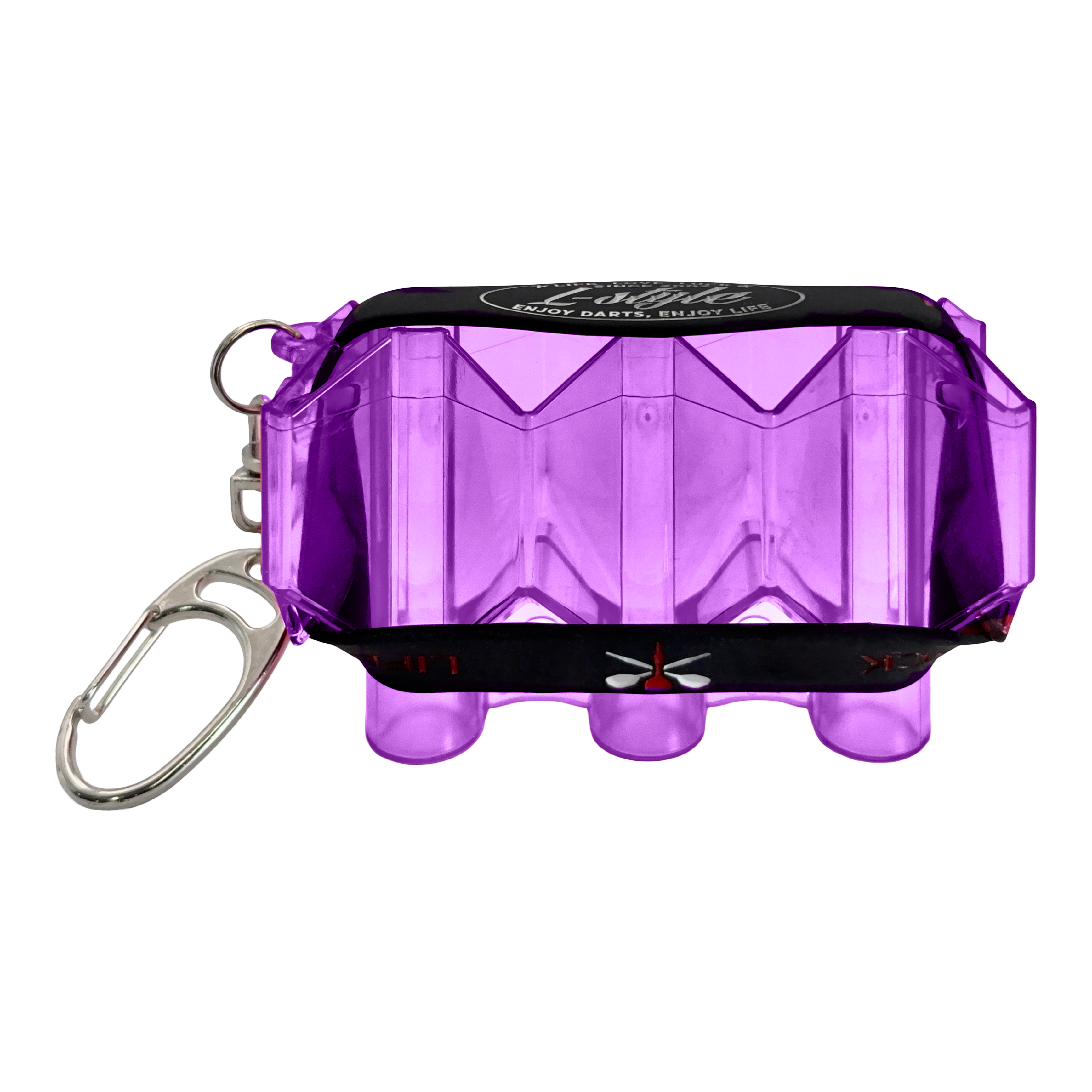 Das Bild zeigt ein Krystal Flight Case in Lila. Das Etui ist speziell für den Transport von Dart-Flights geeignet.