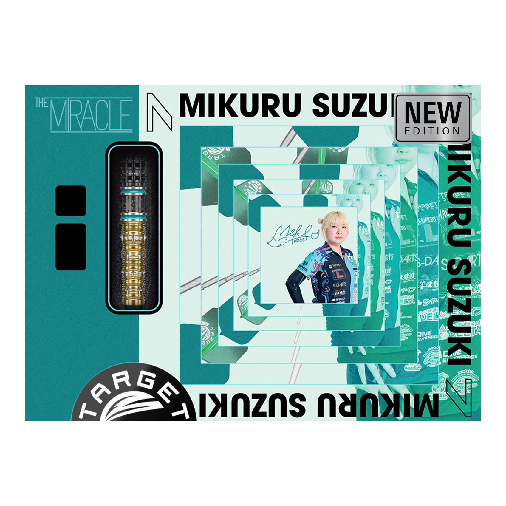 Das Bild stellt die Target Japan Mikuru Suzuki The Miracle GEN7.5 Swiss Point Steeldarts dar. Die Steeldarts überzeugen durch einen modernen Look und zuverlässige Spielbarkeit.