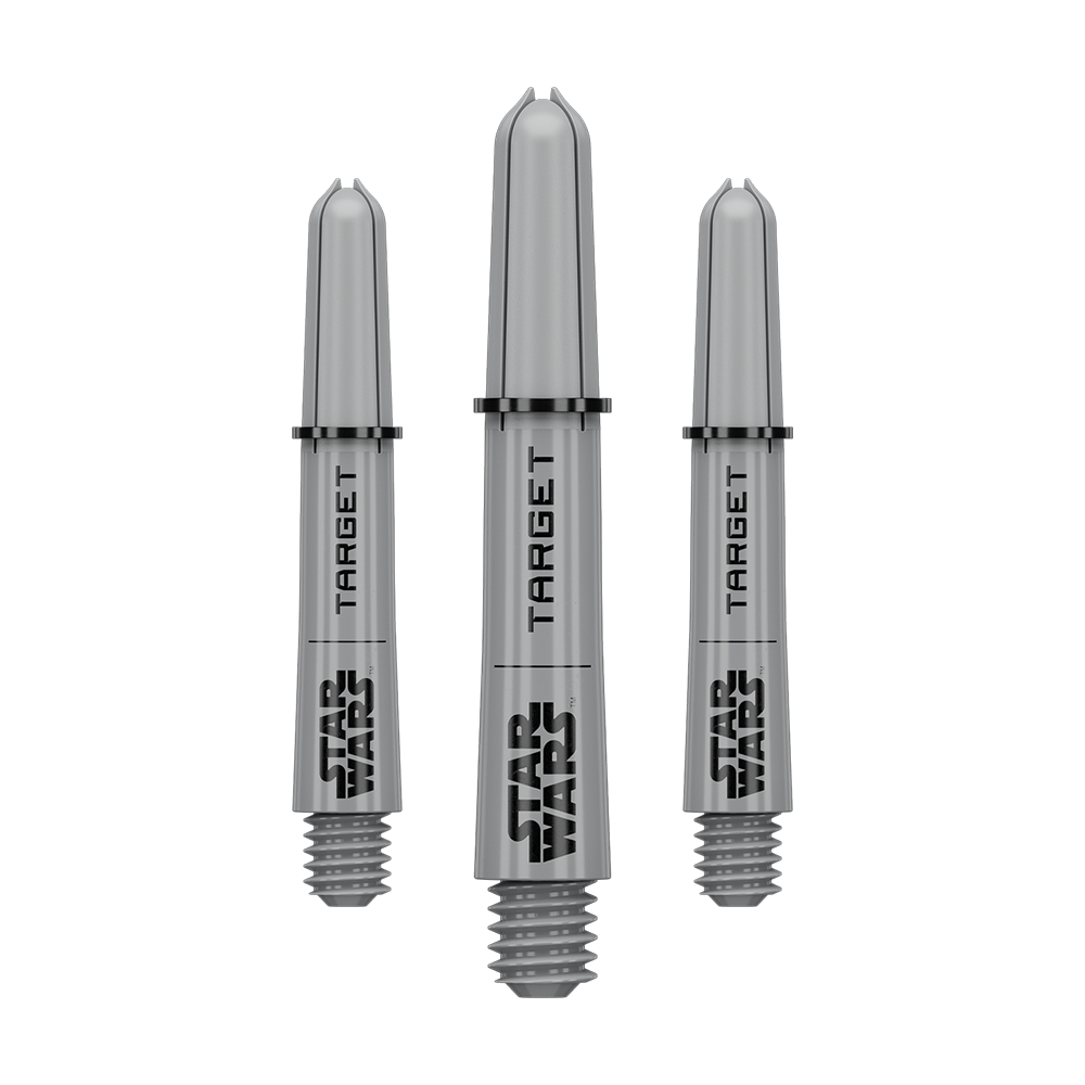 Target Star Wars ProGrip Shafts - Grau Das Bild zeigt vermutlich ein Set von Pro Grip Shafts in Grau, kurze Ausführung mit 34 mm Länge. Das Produkt ist wahrscheinlich aus der Star Wars Kollektion.