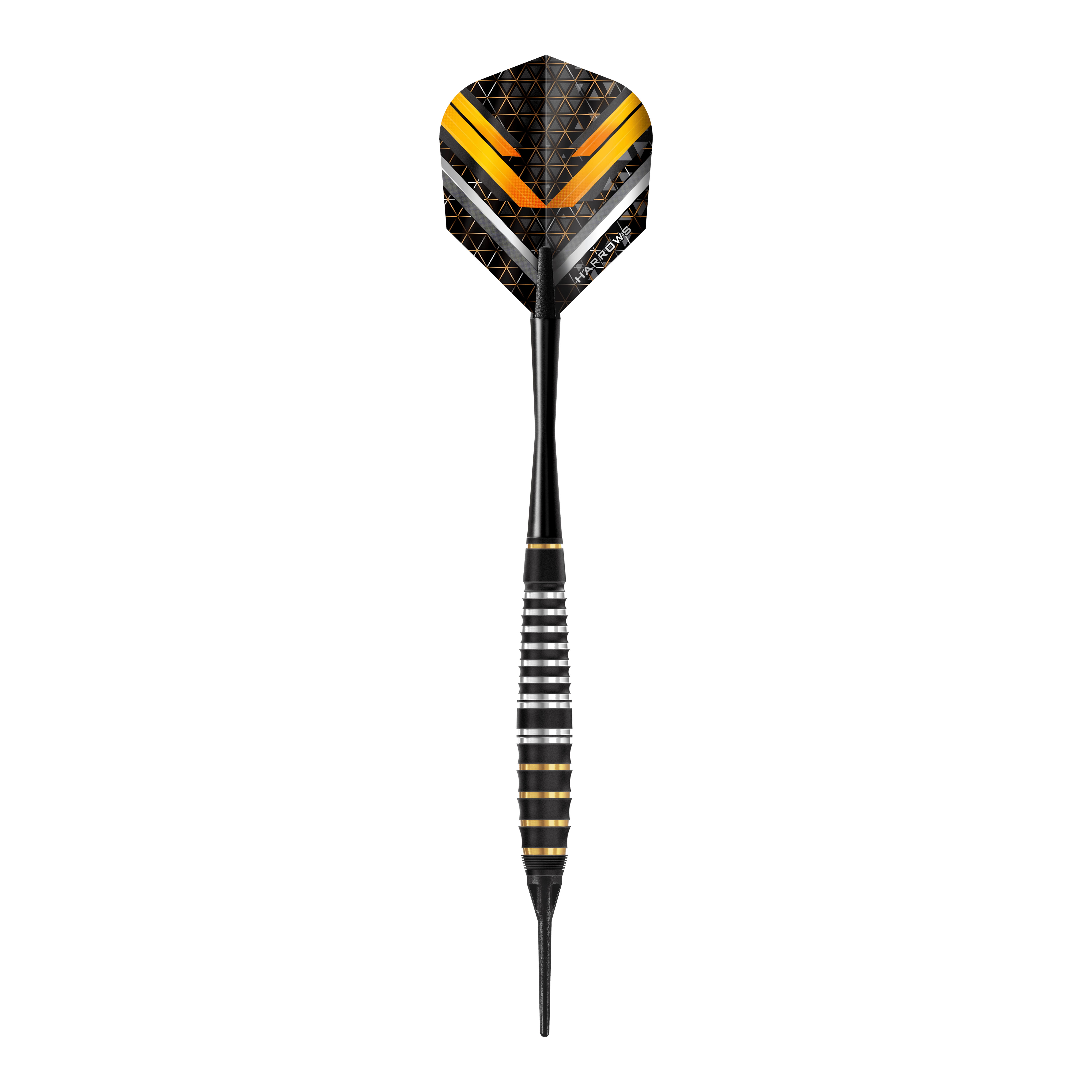 Das Bild zeigt die Harrows Vulcan Softdarts aus einer anderen Perspektive. Diese Darts sind speziell für das Softdart-Spiel entwickelt.