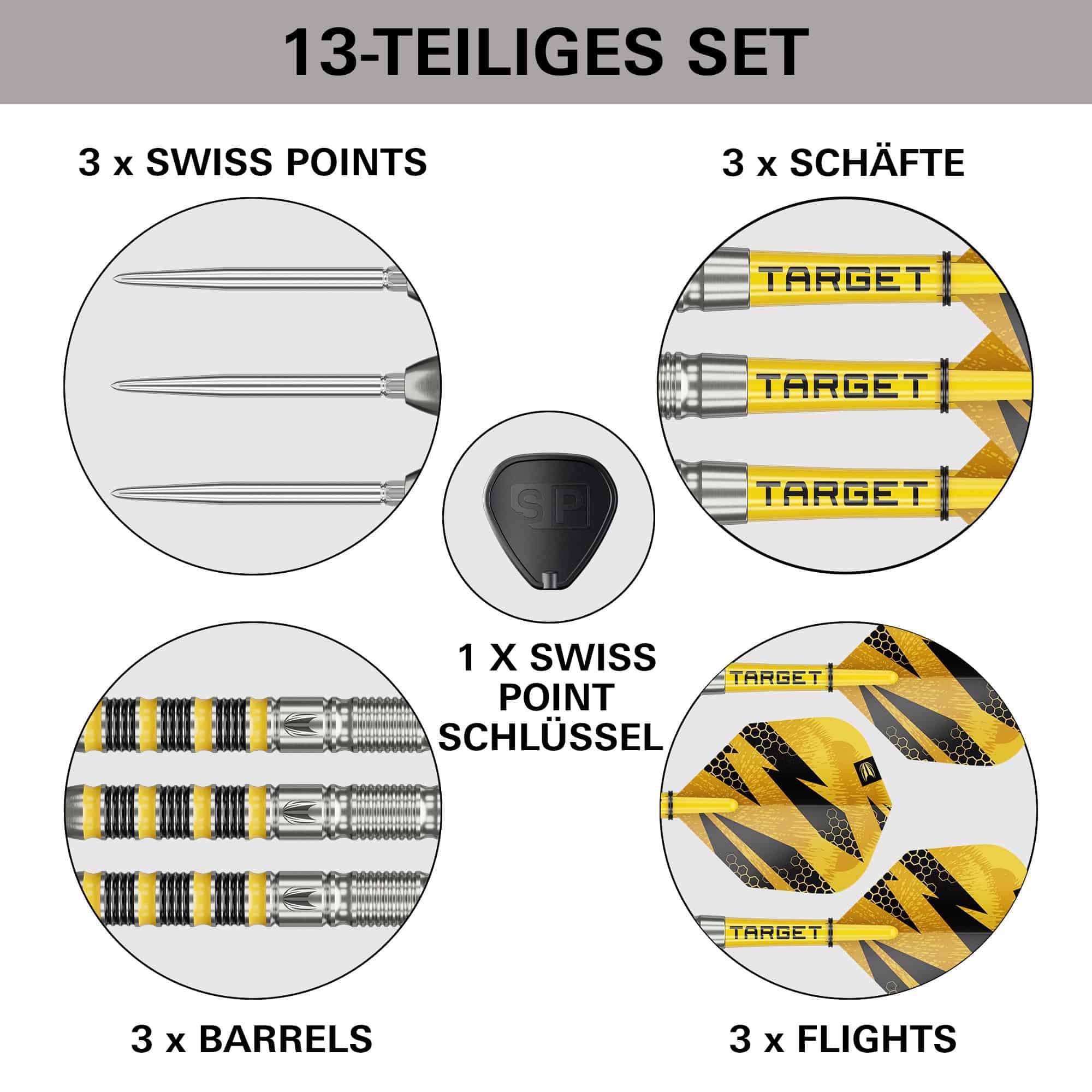 Target Buzz 01 Swiss Points Steeldarts Abgebildet sind die Target Buzz 01 Swiss Points Steeldarts. Diese Darts überzeugen durch ihr modernes Design.