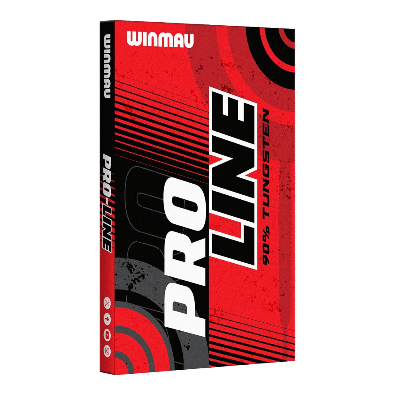Abgebildet sind die Winmau Pro-Line 90% Steeldarts. Diese Darts eignen sich ideal für präzises Werfen beim Dartsport.