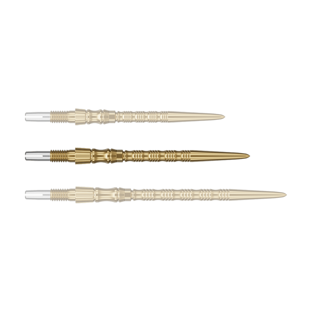 Target Signature Swiss Point TRB Steeldartspitzen - Gold Ein einzelner Target SwissPoint Signature TRB Dartspitze in Gold mit 35mm Länge wird präsentiert. Das Produkt ist klar zu erkennen.
