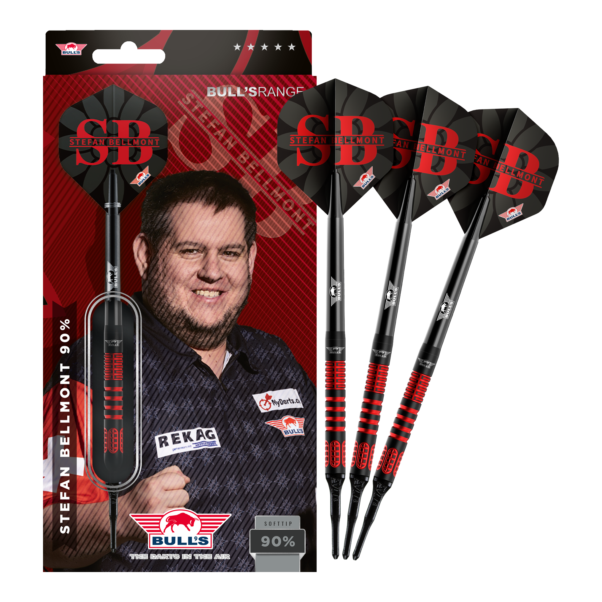 Bulls NL Stefan Bellmont 90 Softdarts - 20g Auf dem Bild sind die Bulls NL Stefan Bellmont 90 Softdarts - 20g komplett zu sehen. Diese Darts bieten Präzision und gute Spielbarkeit.