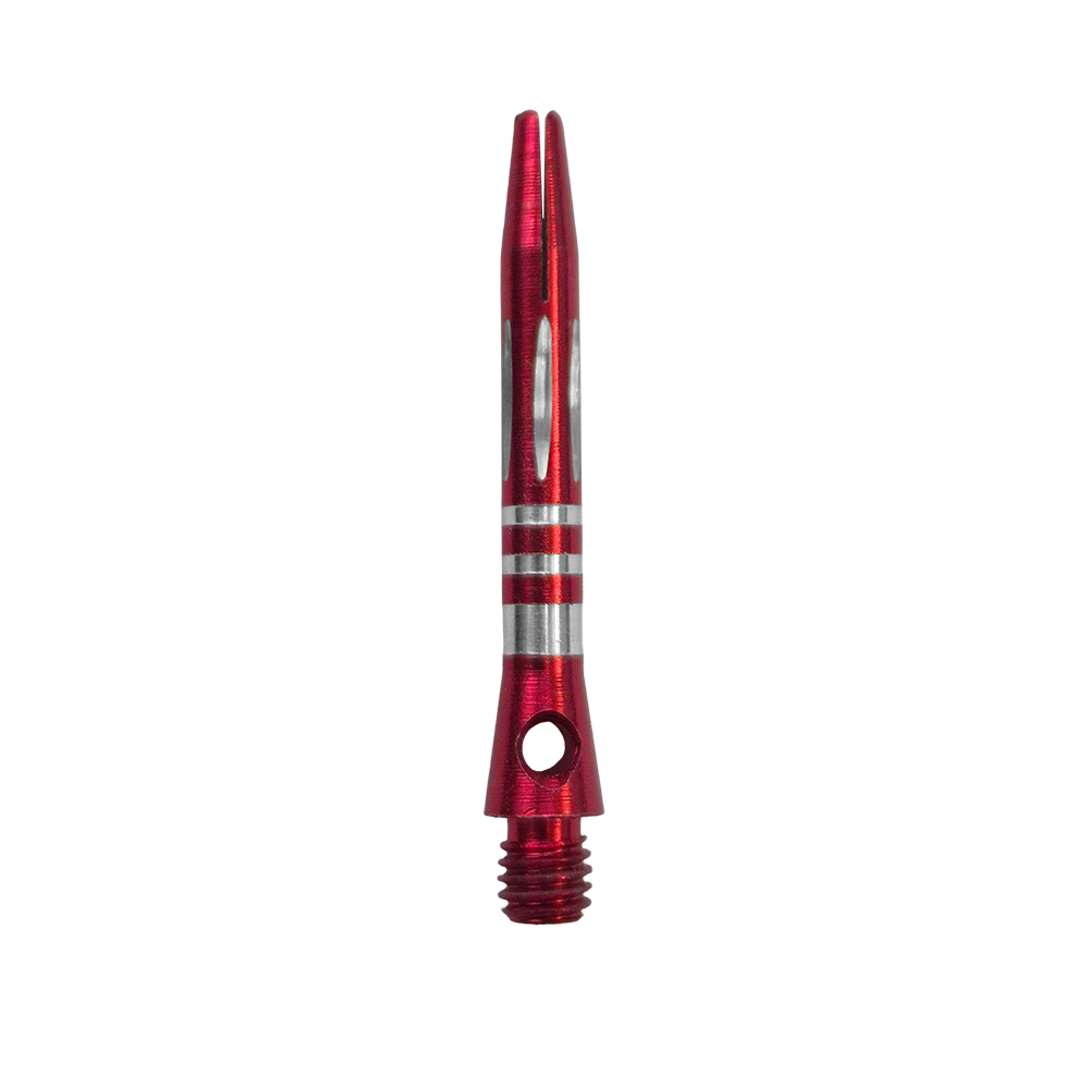 Ringed Diamond Cut Aluminium Shafts - Rot - 35 mm Zu sehen ist der Ringed Diamond Cut Aluminium Shafts - Rot - 35 mm. Der Schaft ist aus rotem Aluminium gefertigt und besitzt eine strukturierte Oberfläche.