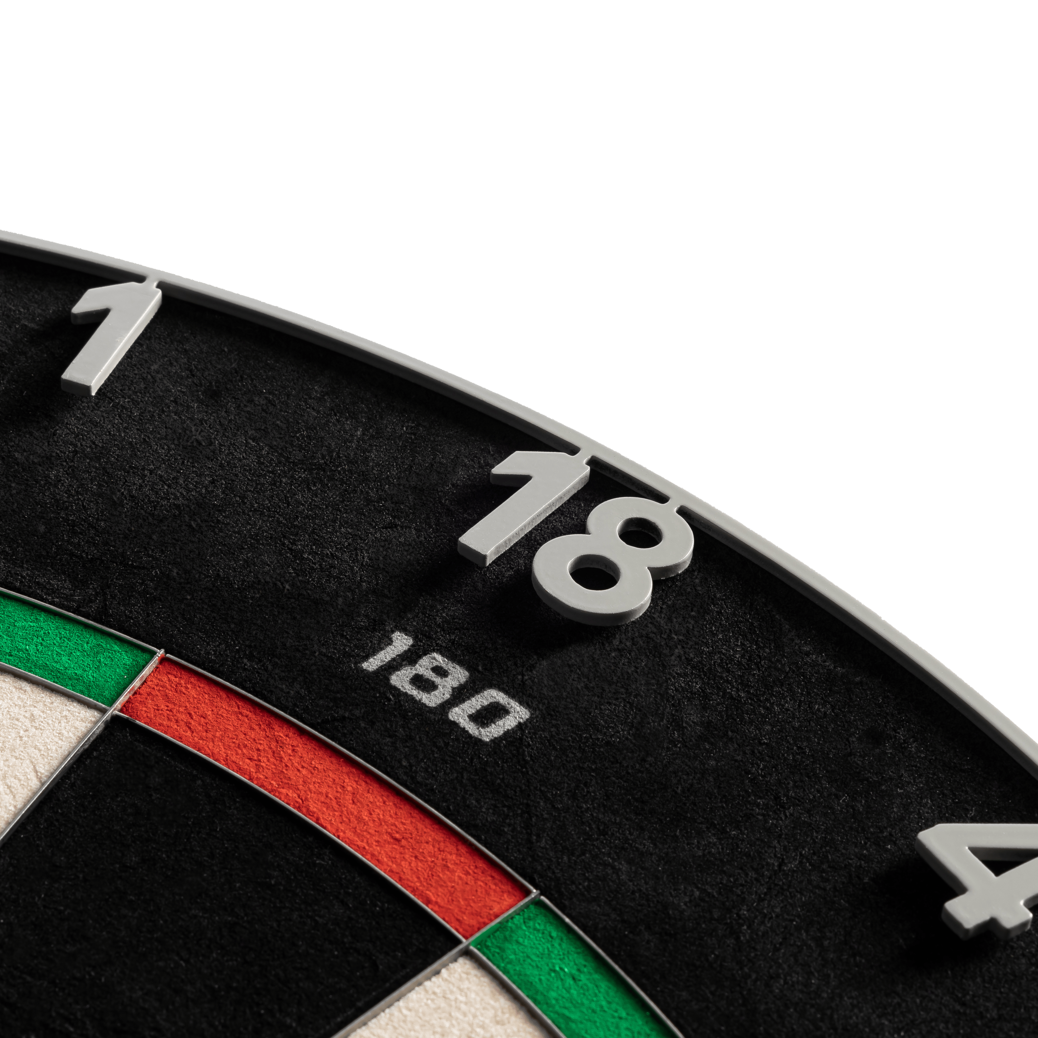 Das Bild zeigt das Precise 180 Endorphine Steeldartboard mit Nummernring in der Farbe Nordic Grey. Es handelt sich um ein hochwertiges Dartboard für ambitionierte Spieler.