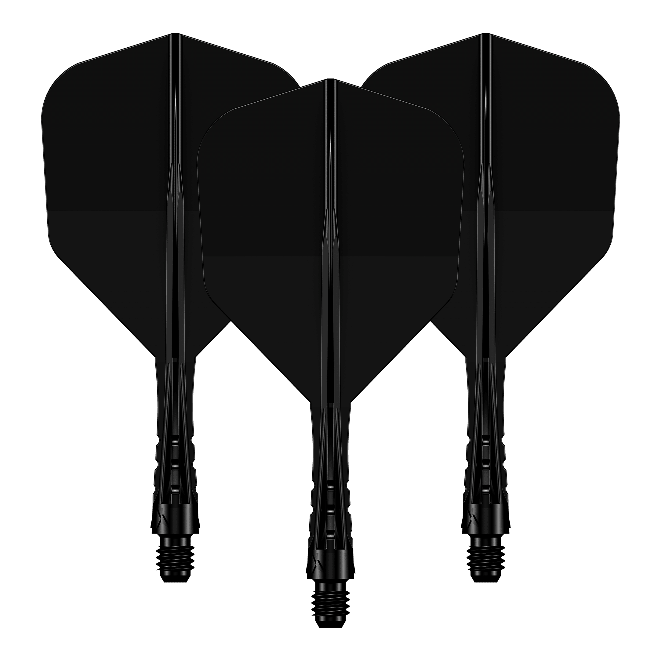 Mission Force 90 Vortex No6 Flight-Shaft-System - Solid Black Short Auf dem Bild ist ein Flight-Shaft-System der Größe 222mm zu sehen. Es ist schwarz und Teil eines Sets für Dartpfeile.