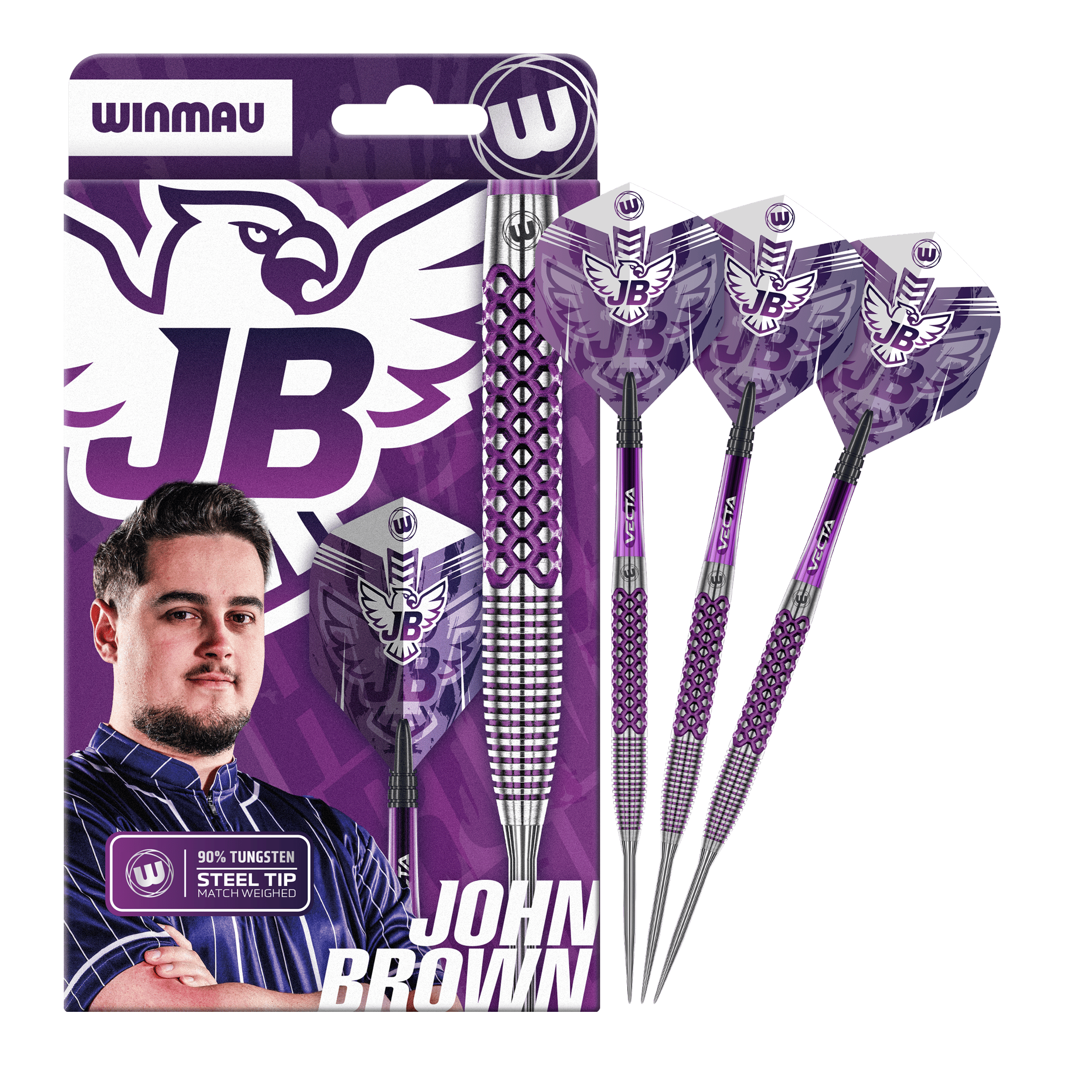 Winmau John Brown Signature Edition Steeldarts - 22g Zu sehen ist das komplette Winmau John Brown Signature Edition Steeldarts - 23g Set. Dieses Produkt steht für Präzision und Qualität im Dartspiel.
