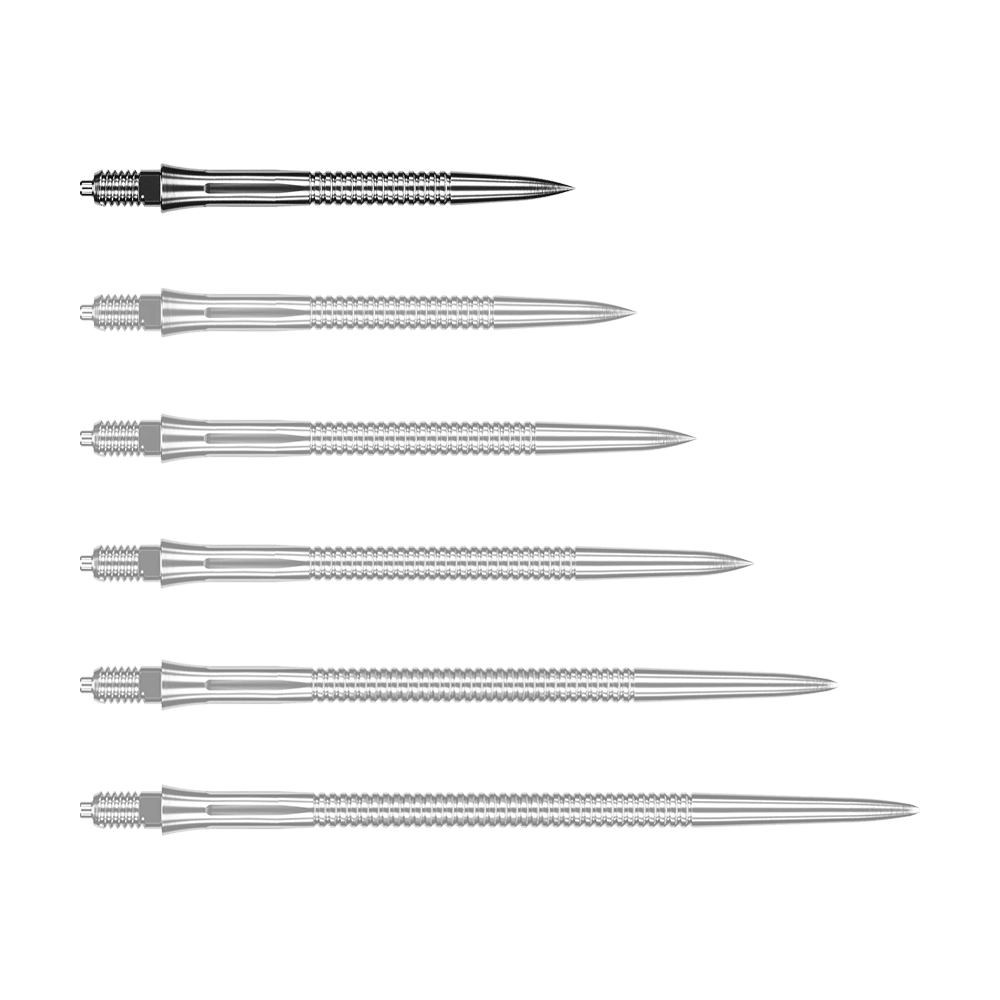 Caliburn EZ-EVO Dartspitzen - Grooved - Silber Das Bild zeigt eine silberne Dartspitze mit Rillen. Die Dartspitze ist 28 mm lang.