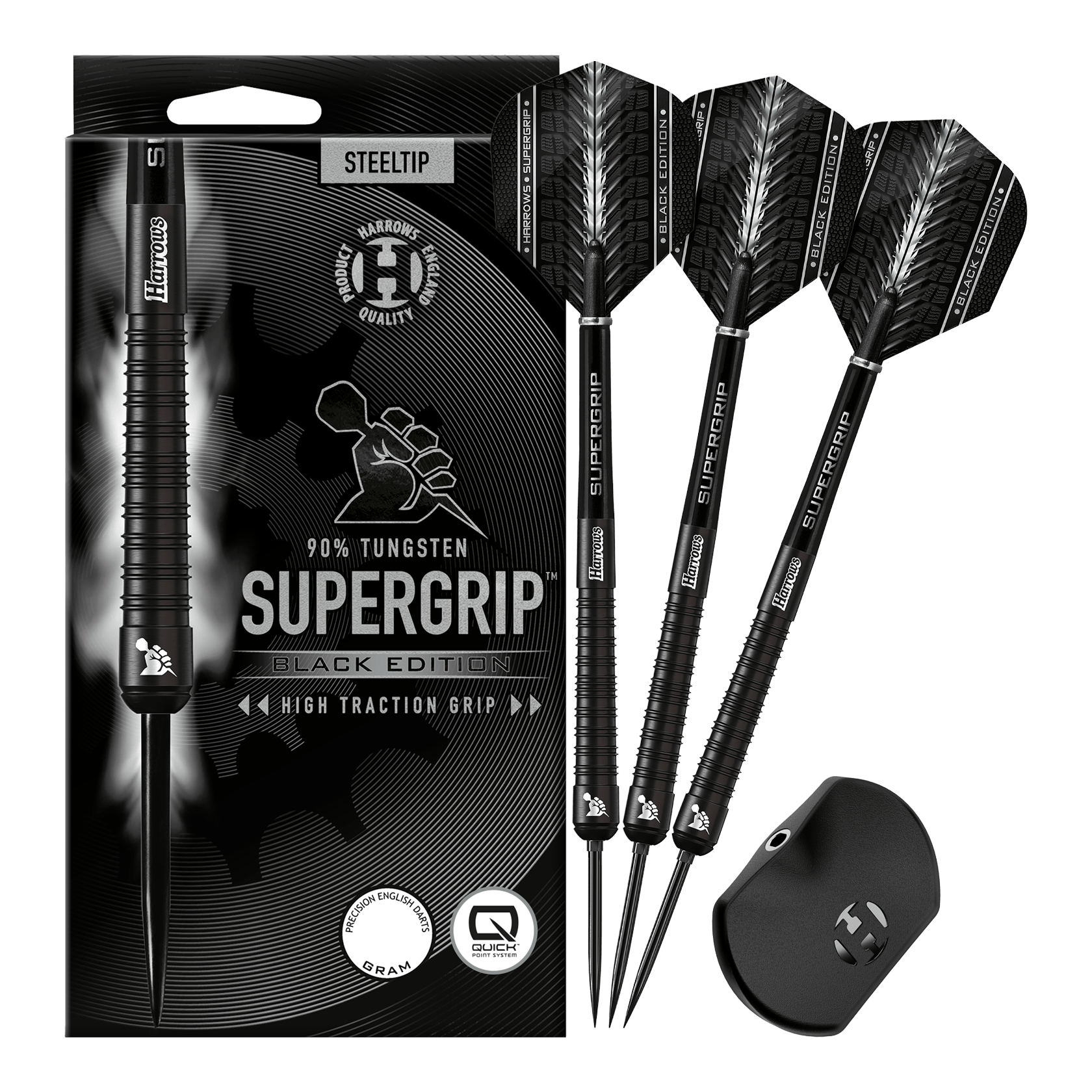 Harrows Supergrip 90 Black Edition Quick Point Steeldarts
