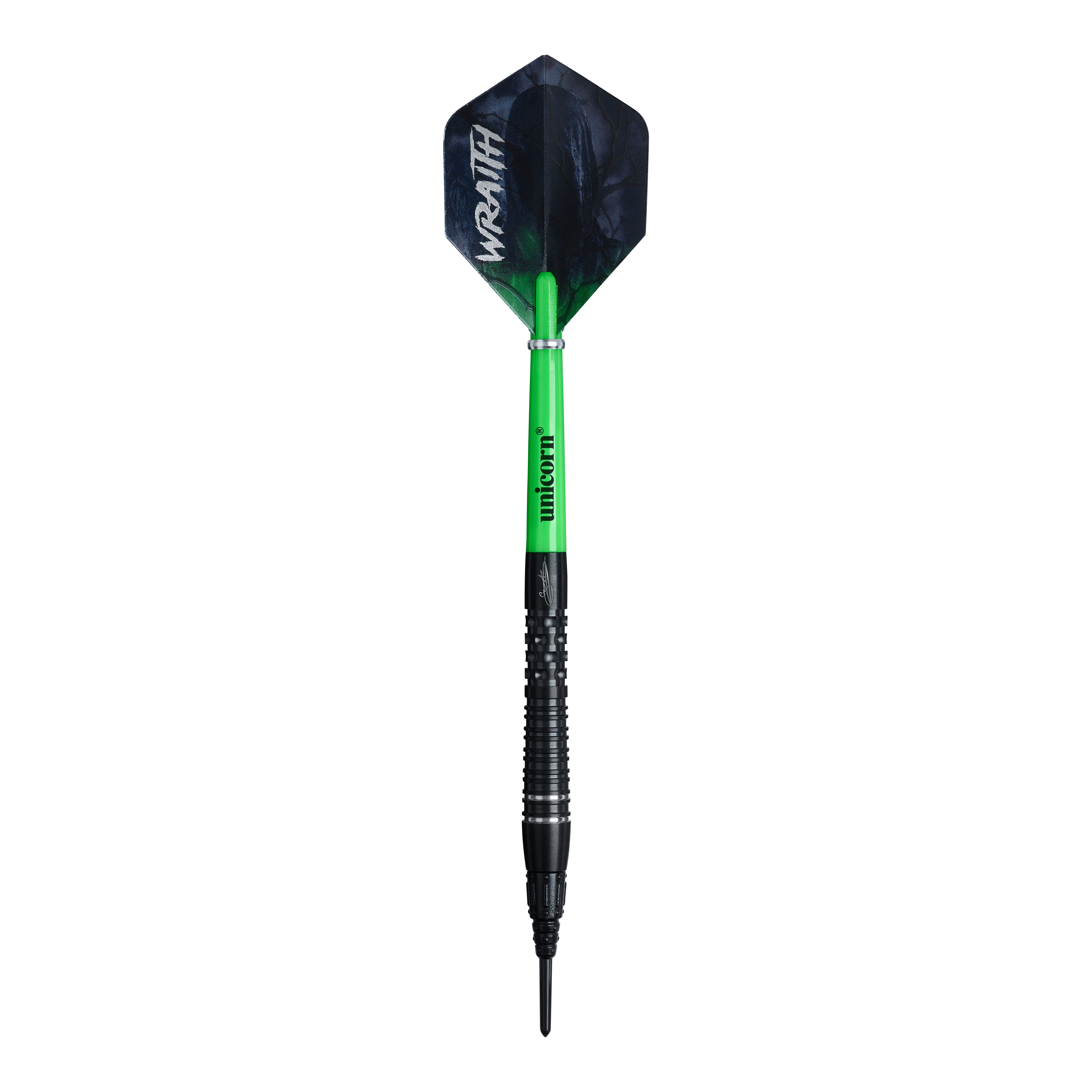 Unicorn Wraith Gary Anderson Phase 6 Softdarts - 20g Unicorn Wraith Gary Anderson Phase 6 Softdarts mit einem Gewicht von 20g ist zu sehen. Der Softdart wird von der Seite gezeigt.