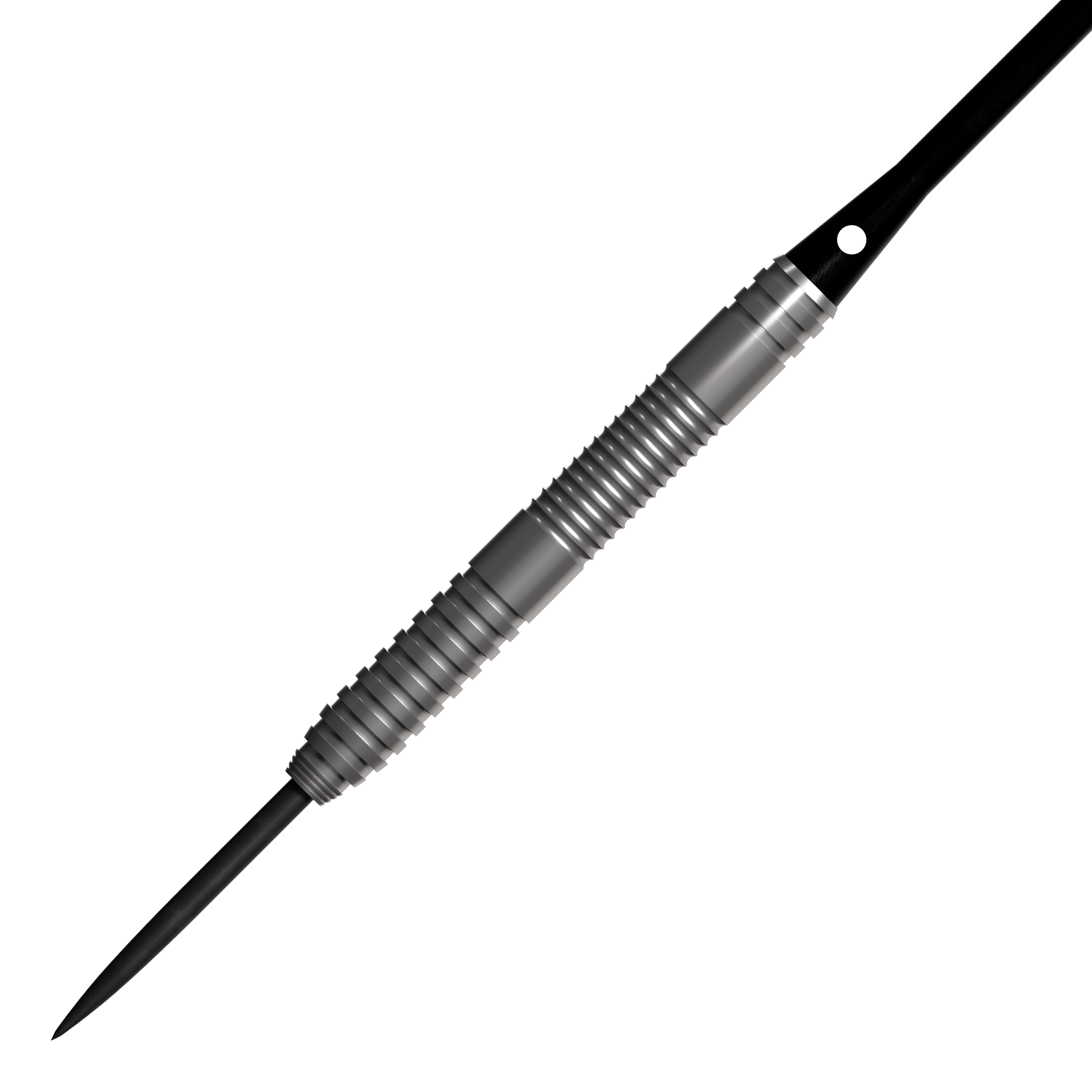 Bulls NL Lightning Red Steeldarts Das Bild zeigt einen Bulls NL Lightning Red Steeldart. Der Dartpfeil hat eine silberne, geriffelte Metalloberfläche und eine scharfe Spitze.