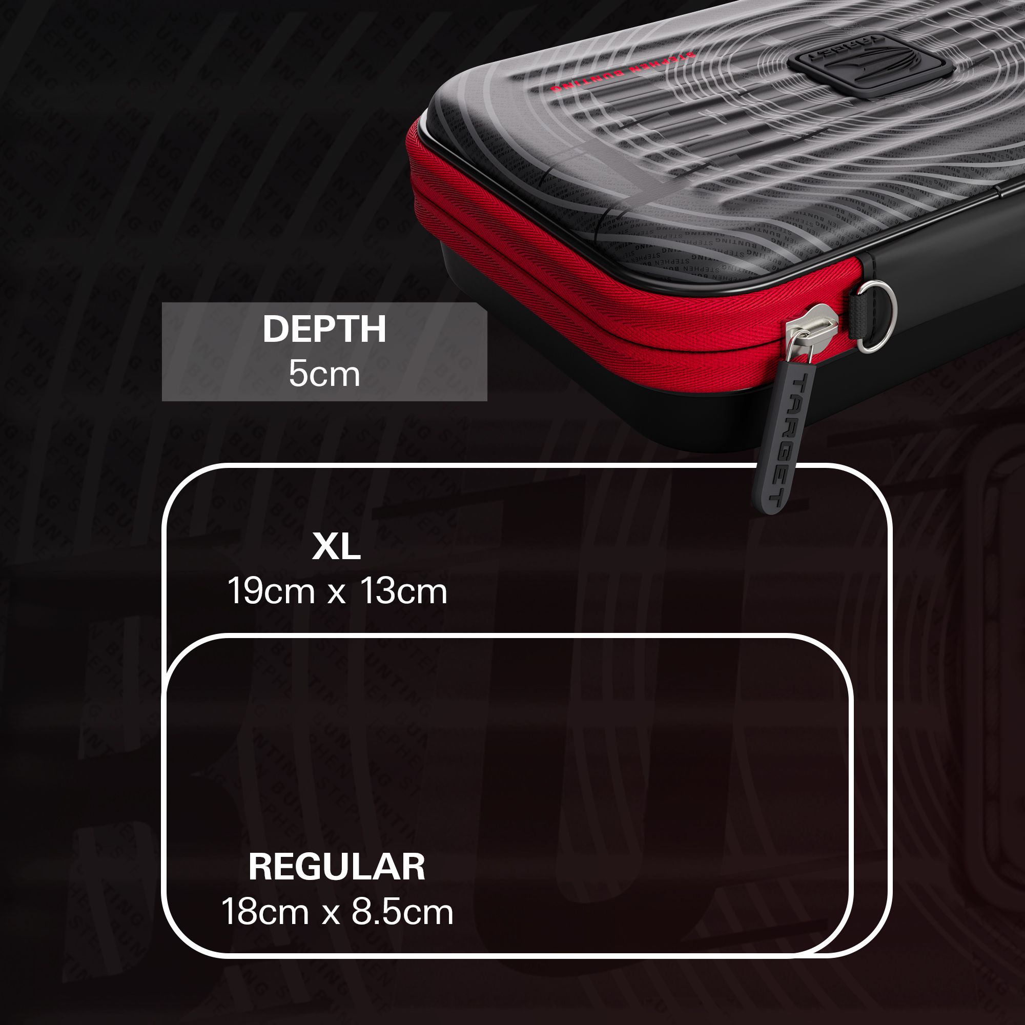 Takoma XL Ghost Series Stephen Bunting Dartcase Abgebildet ist das Takoma XL Ghost Series Stephen Bunting Dartcase. Die Darttasche ist dem professionellen Dartspieler Stephen Bunting gewidmet.