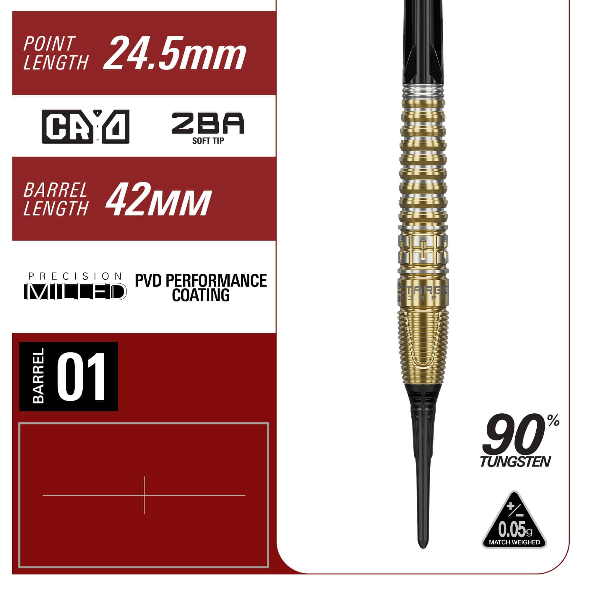 Zu sehen sind die Target Japan Prime Series Harith Lim HotShot GEN3 Softdarts - 18g. Die Darts haben ein elegantes Design für präzises Werfen.