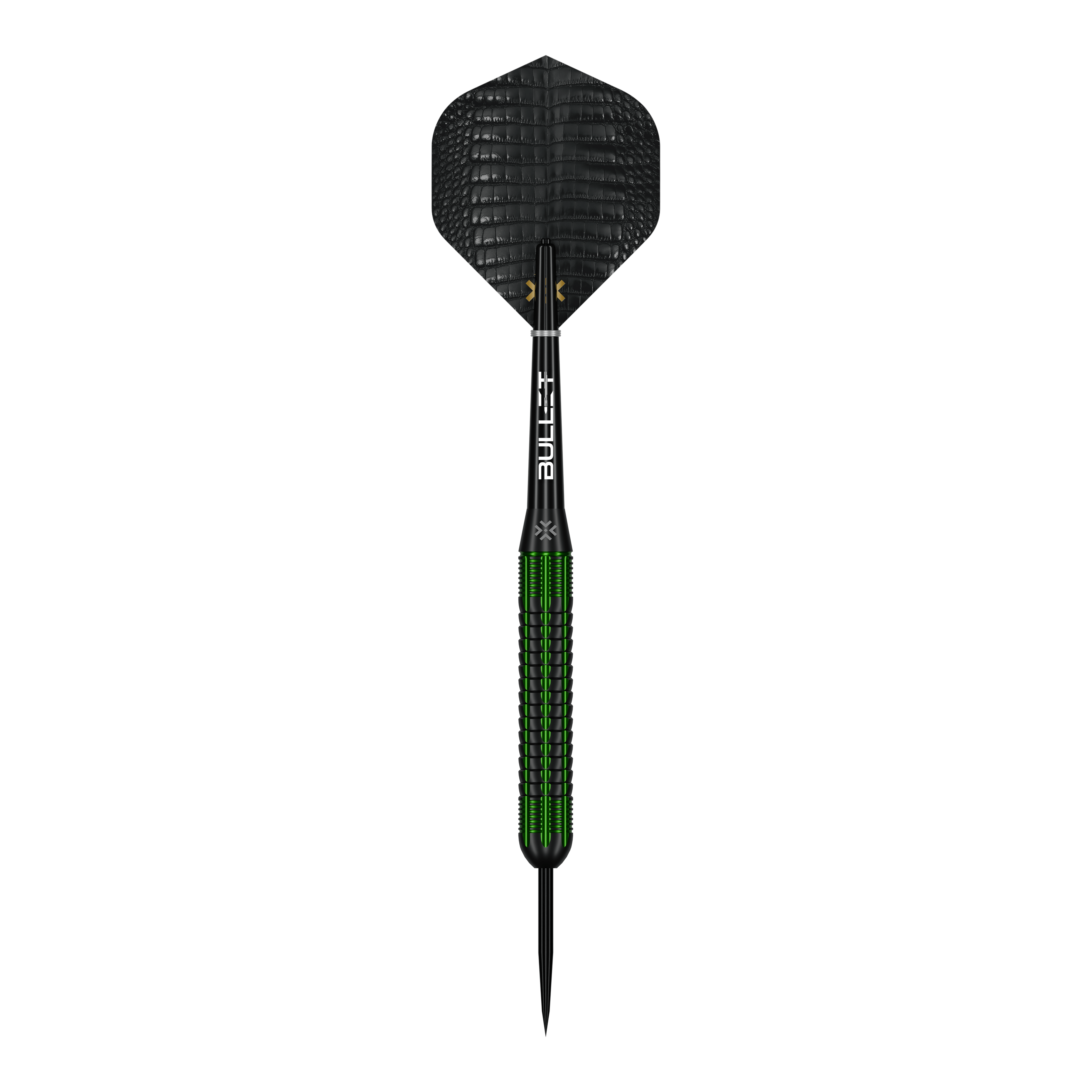 Bullet Gator Brass Steeldarts - 22g Das Bild zeigt die Bullet Gator Brass Steeldarts - 22g. Es handelt sich um Steeldarts mit einem Gewicht von 22 Gramm.