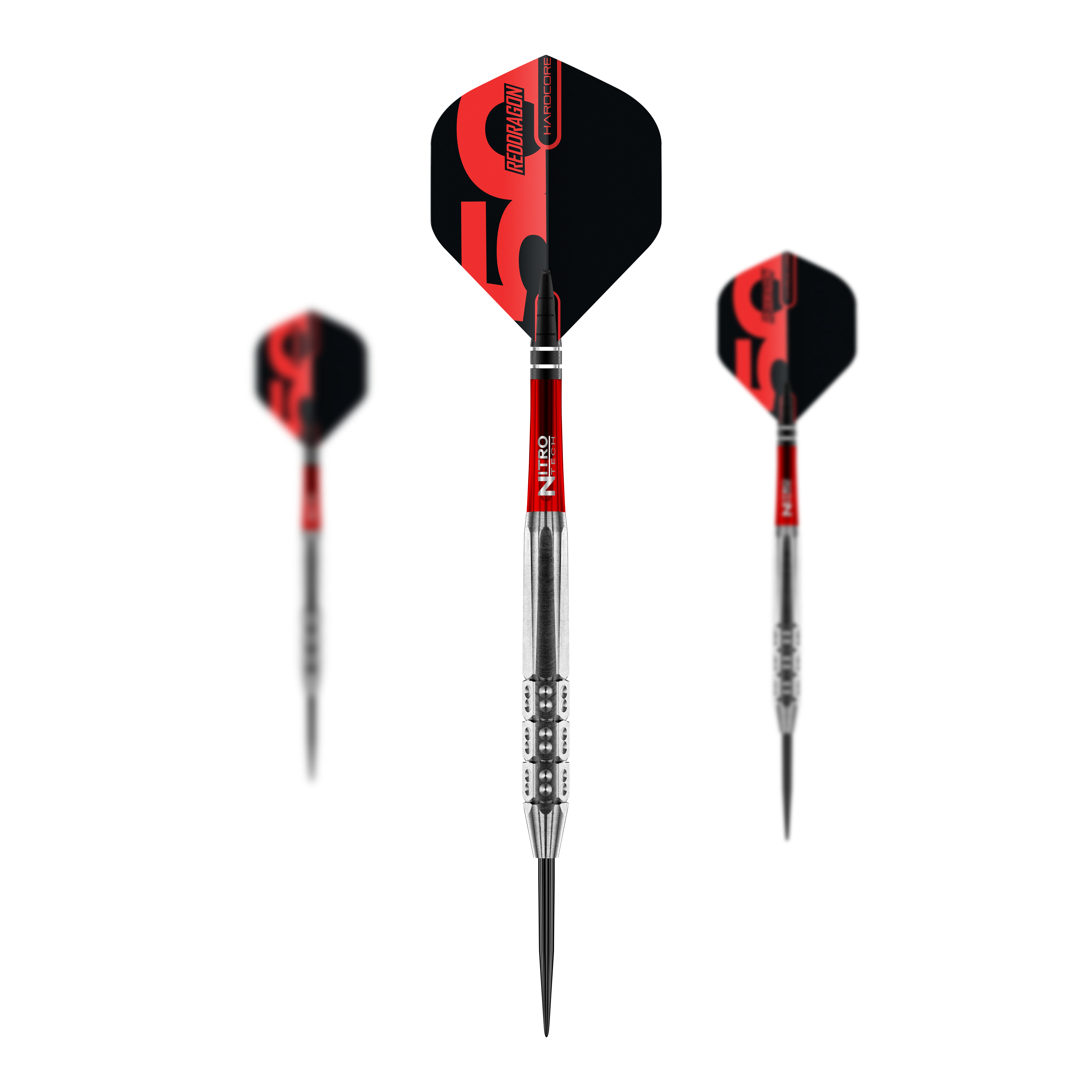 Red Dragon 50 Year Collection Hexoset 3 Steeldarts - 25g Das Bild illustriert ein Set der Red Dragon 50 Year Collection Hexoset 3 Steeldarts mit 25g Gewicht. Diese Steeldarts sind Teil einer limitierten Sammleredition.
