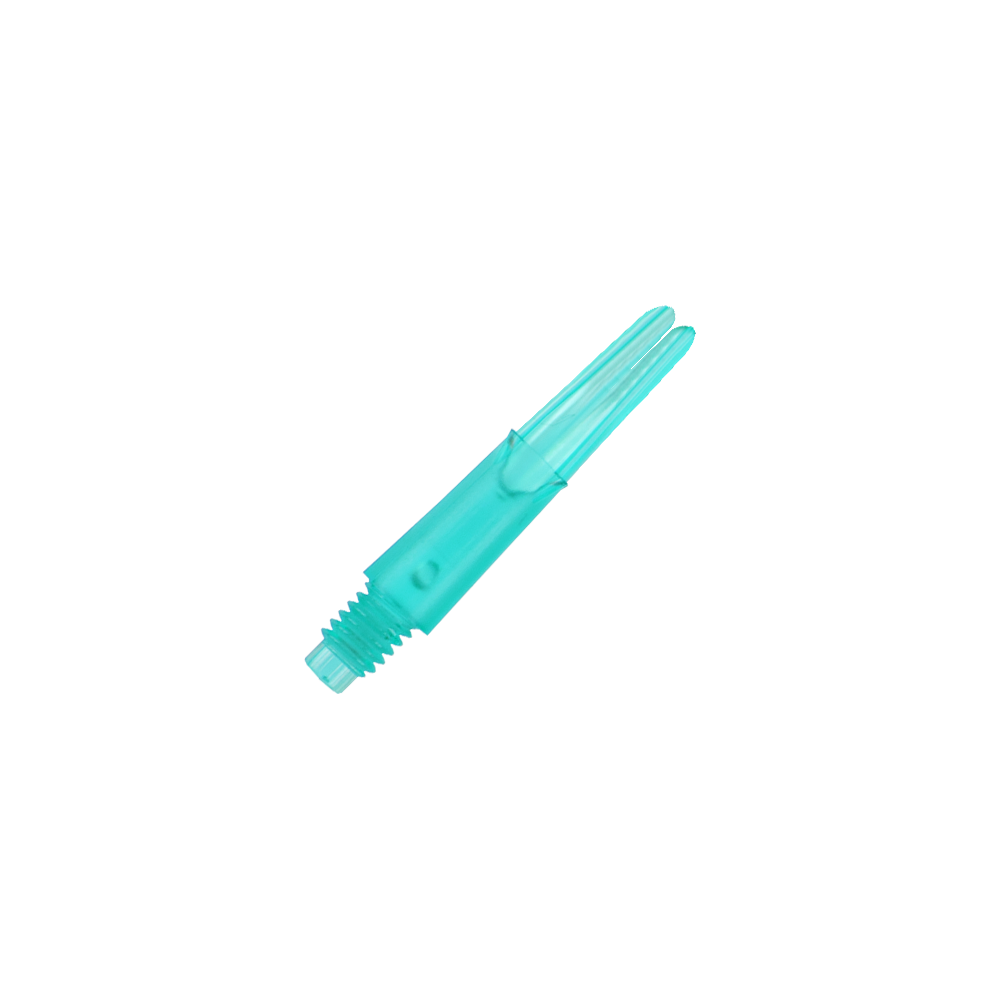 L-Style L-Shafts Locked Straight - Emerald 130 Dieses Bild zeigt einen transparenten, grünen Dart-Schaft. Der Schaft hat ein gerades Design mit einem Gewinde am unteren Ende.