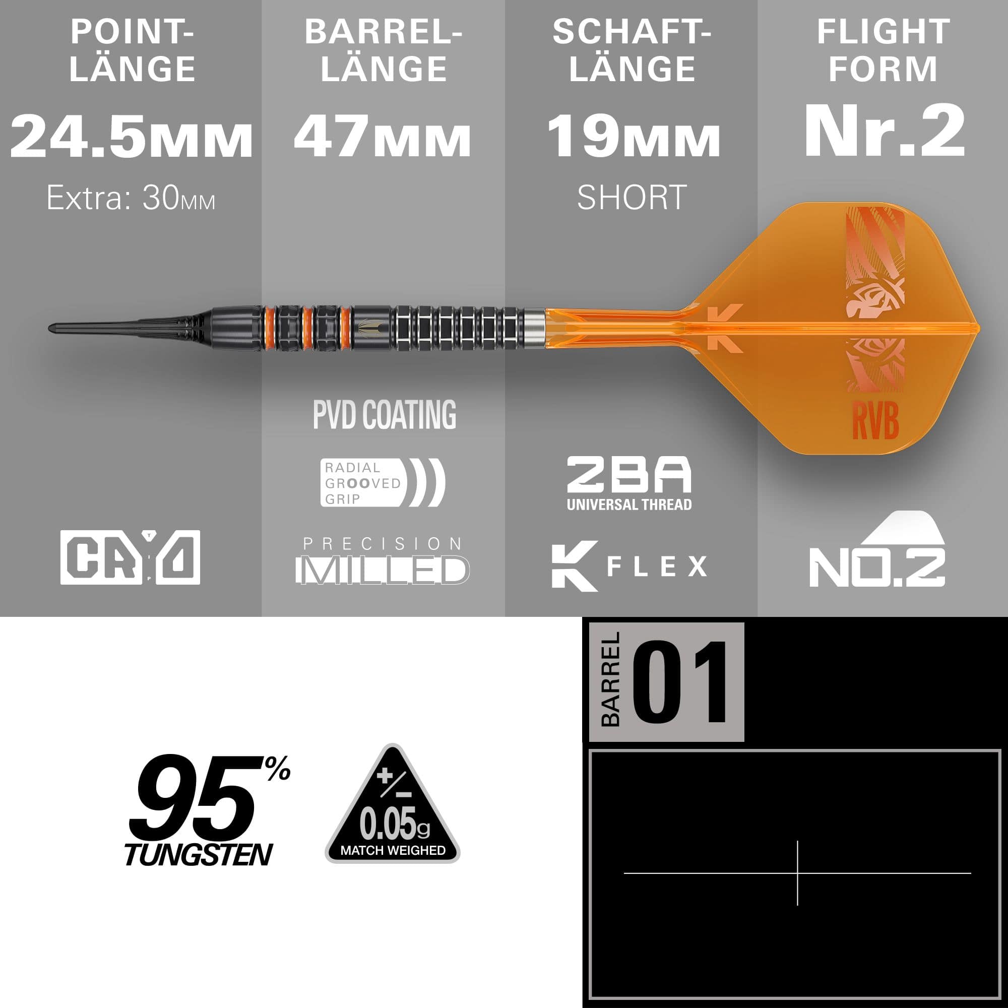 Target Raymond Van Barneveld 95K Softdarts - 20g Target Raymond Van Barneveld 95K Softdarts - 20g