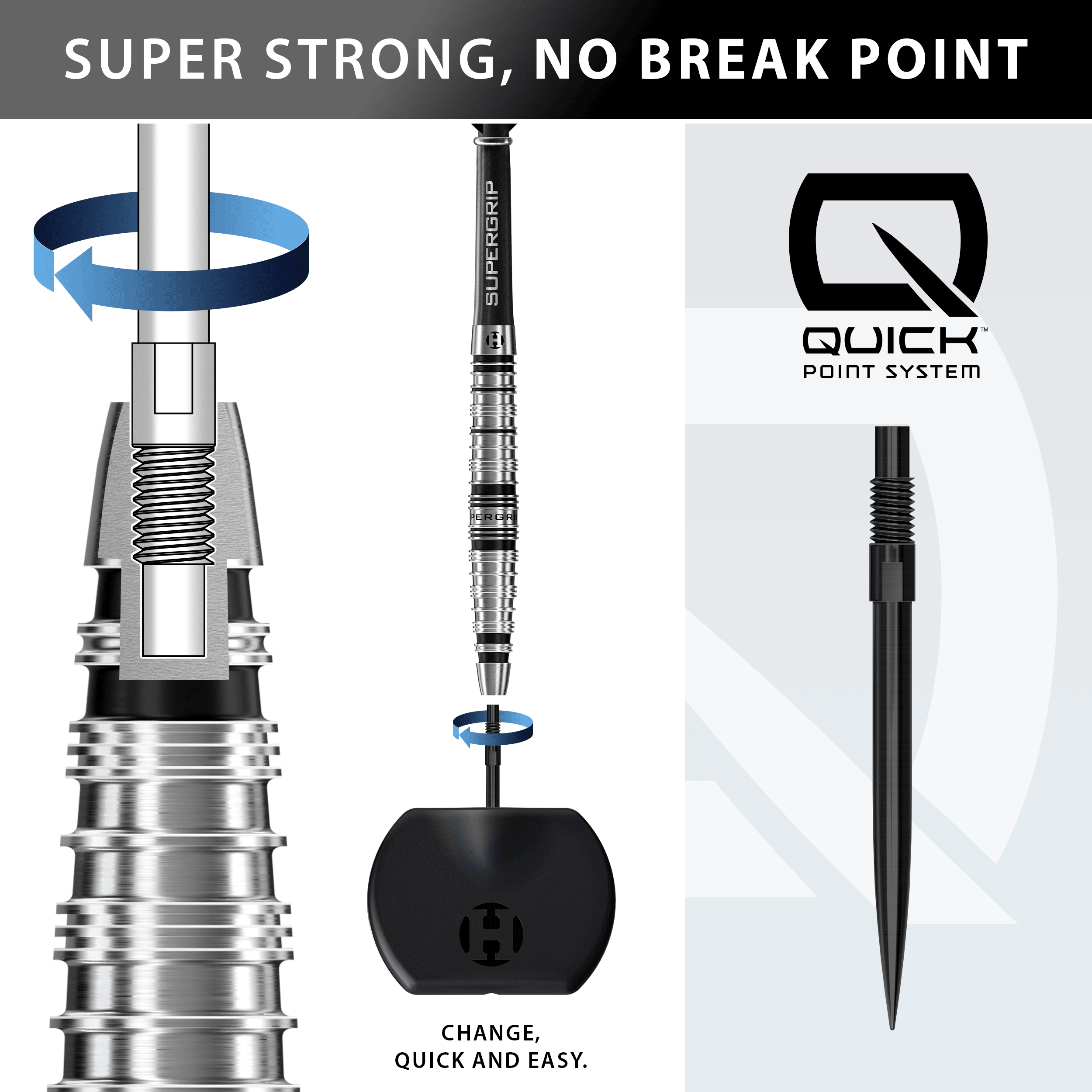 Harrows Supergrip Torpedo Quick Point Steeldarts Das Bild stellt die Harrows Supergrip Torpedo Quick Point Steeldarts dar. Hier ist ein weiteres Detail des Produkts abgebildet.