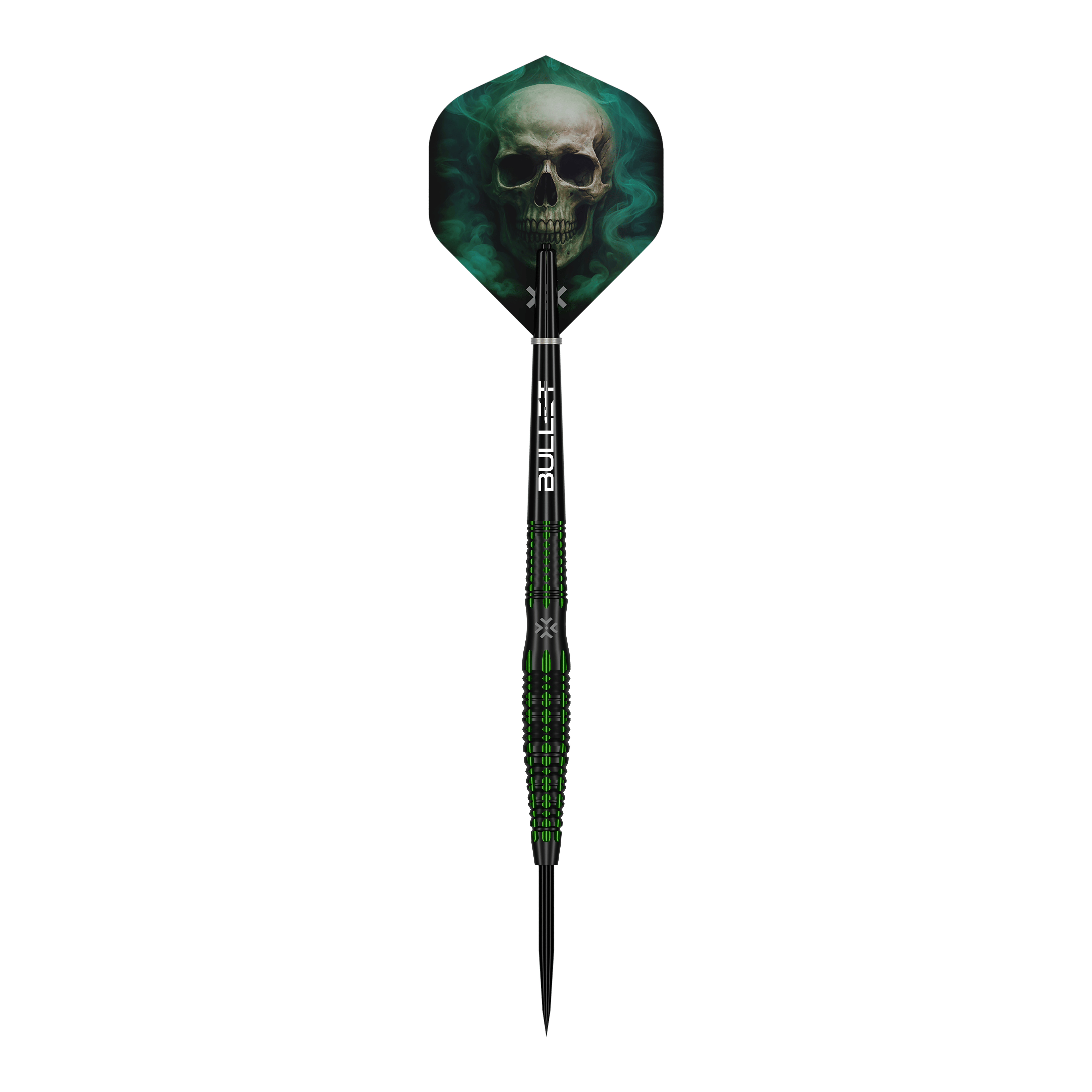 Bullet Poison Steeldarts Das Bild zeigt einen einzelnen Bullet Poison Steeldart. Dieses Produkt bietet hochwertige Verarbeitung für Dartspieler.