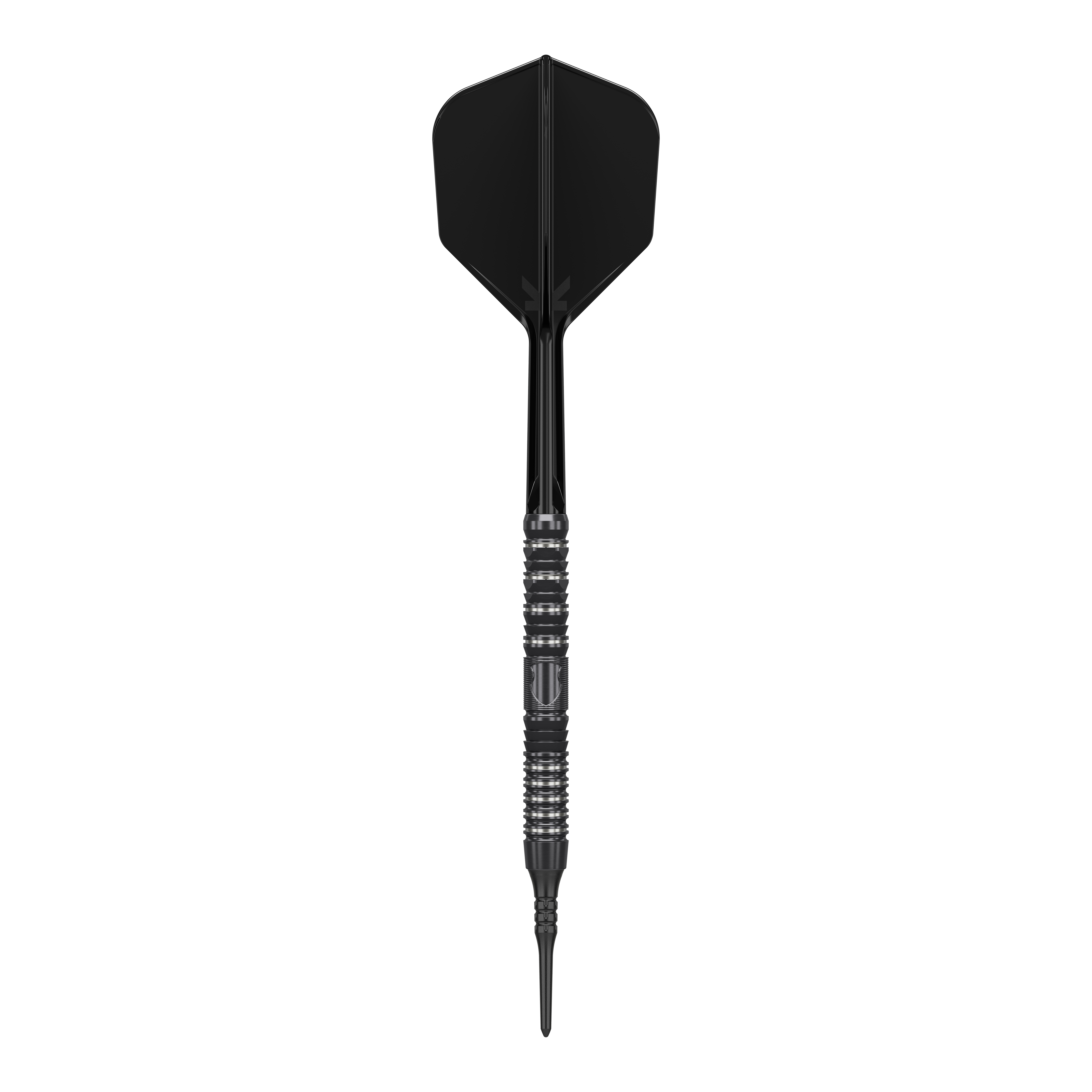 Das Bild zeigt einen schwarzen Softdart der Marke "Target Japan Black Marque Draco GEN2" mit einem Gewicht von 20g. Der Dart hat ein elegantes, modernes Design mit metallischen Akzenten am Griff.