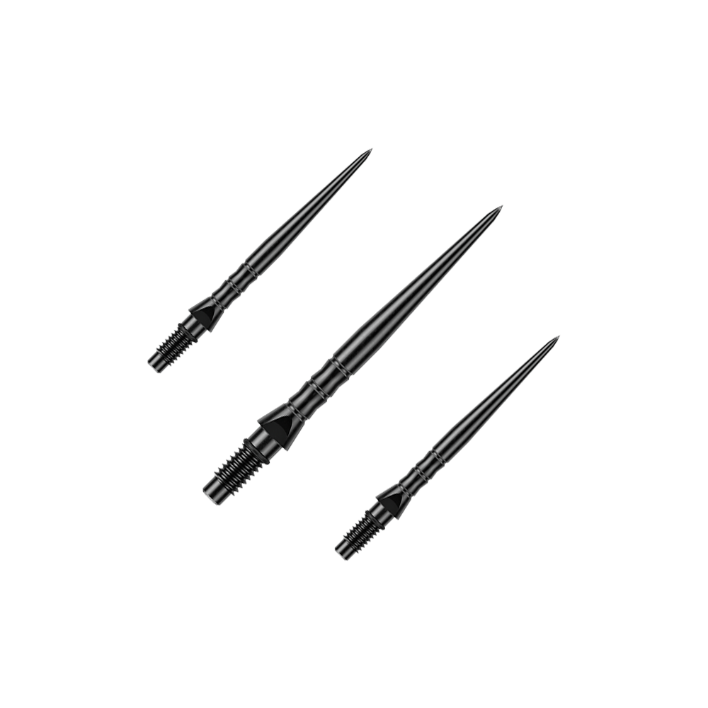 Winmau Switch Point Wave Steeldartspitzen - Schwarz Das Bild stellt ein Set schwarzer Steeldartspitzen in der Länge von 26 mm dar. Dieses Set ist für Steeldartspieler gedacht.