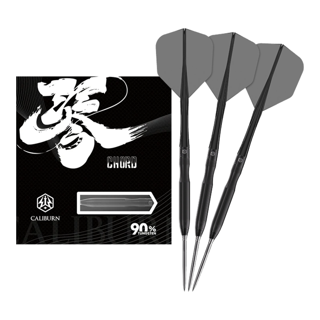 Caliburn Chord C1 Steeldarts - 21,5g Dieses Bild zeigt den Caliburn Chord C1 Steeldart mit 21,5g in voller Länge. Der Pfeil ist klar und detailliert dargestellt.