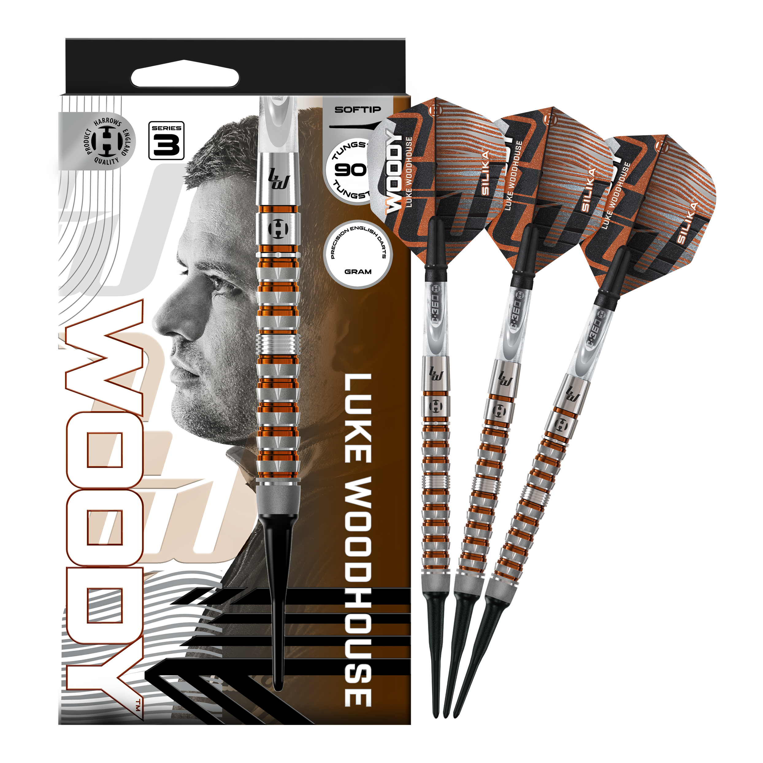 Harrows Luke Woodhouse Series 3 Softdarts - 18g Abbildung der Harrows Luke Woodhouse Series 3 Softdarts - 18g. Die Darts werden vollständig dargestellt.