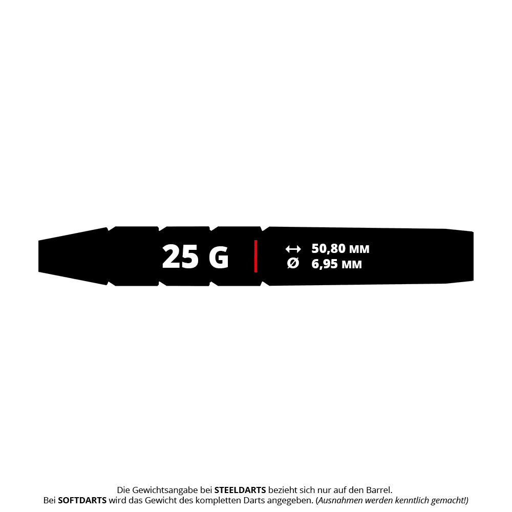 Hier sind die Red Dragon 50 Year Collection Hexoset 3 Steeldarts mit 25g abgebildet. Sie gehören zu einer speziellen limitierten Jubiläumskollektion.