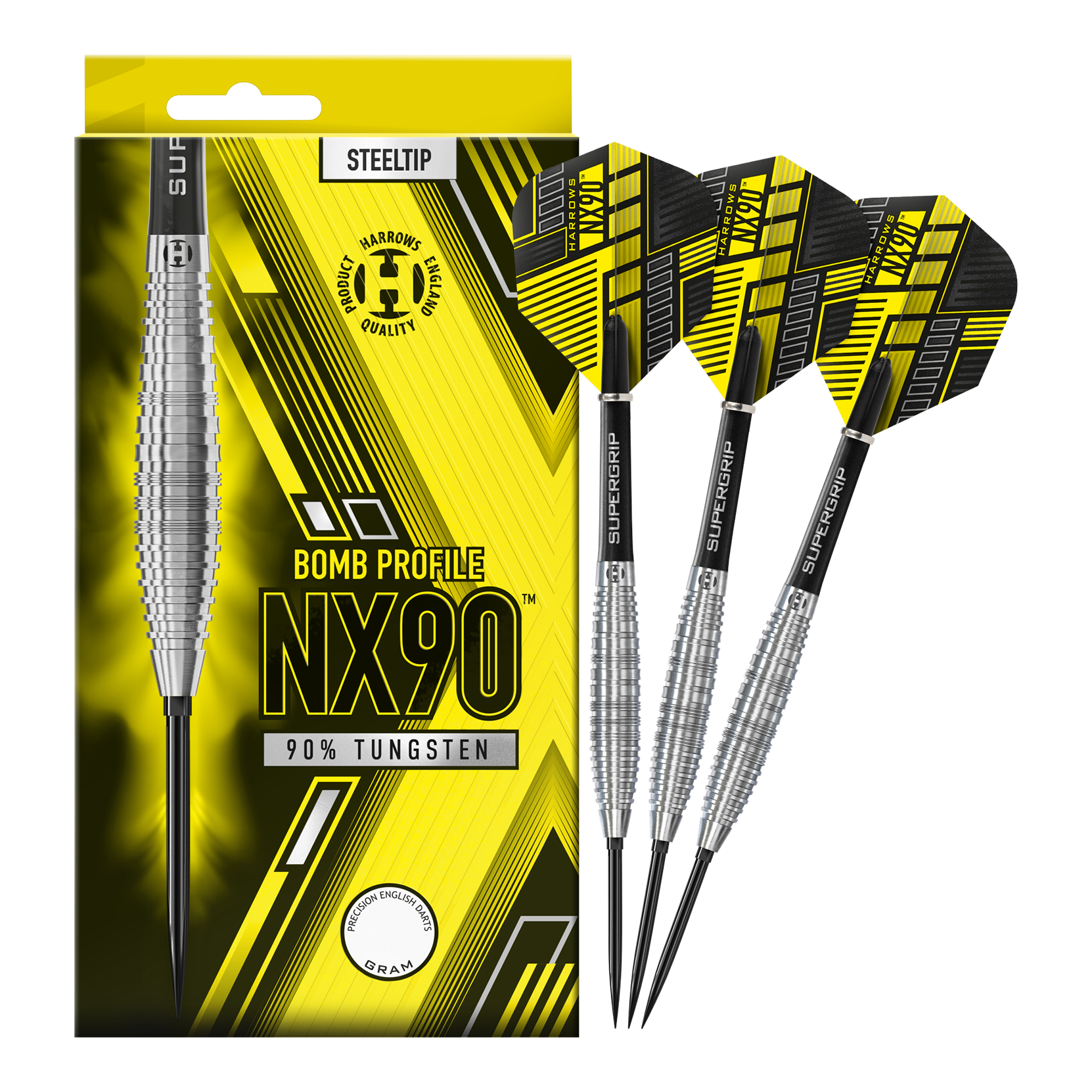 Harrows NX90 Bomb Quick Point Steeldarts Gezeigt werden die Harrows NX90 Bomb Quick Point Steeldarts. Diese Darts bieten ein präzises Wurfverhalten für den Spieler.