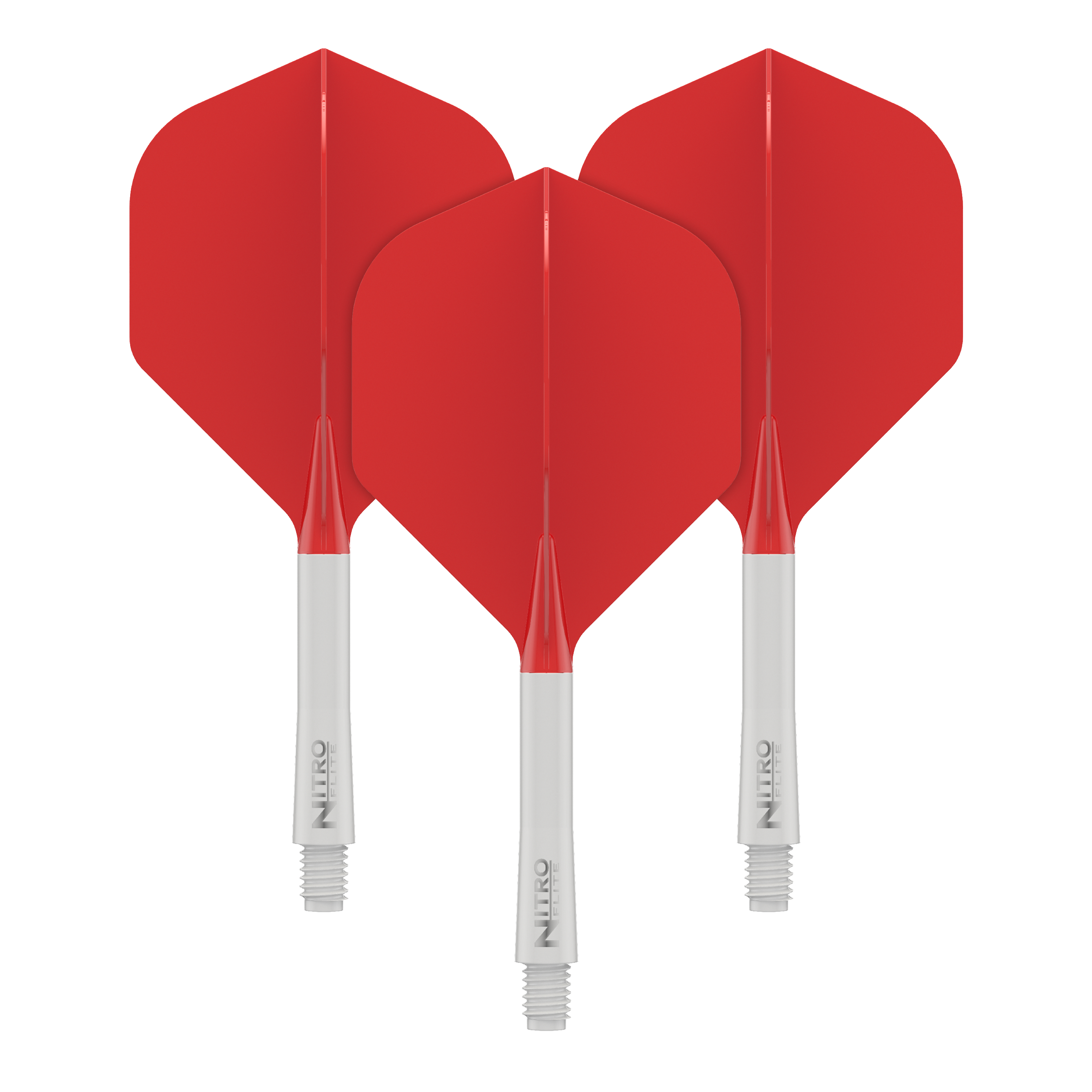 Abgebildet ist ein Nitro-Flite in Weiß und Rot, Medium Größe, 34 mm. Dieses Bild zeigt das Design des Flights deutlich.