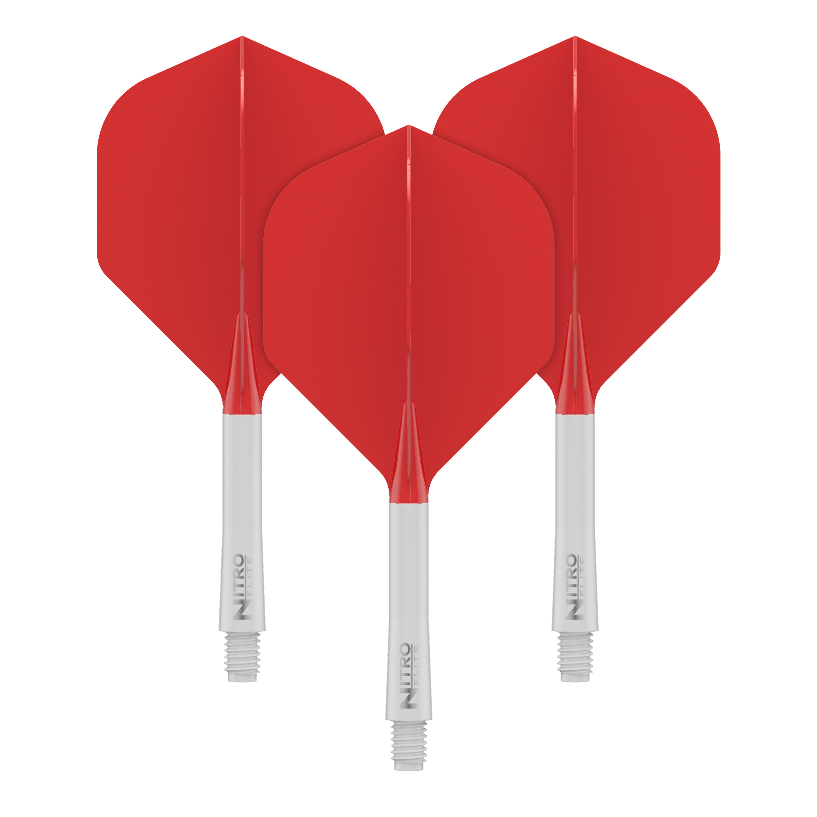 Red Dragon Nitroflite - White Shaft Red No2 Flights Abgebildet ist ein Nitro-Flite in Weiß und Rot, Medium Größe, 34 mm. Dieses Bild zeigt das Design des Flights deutlich.