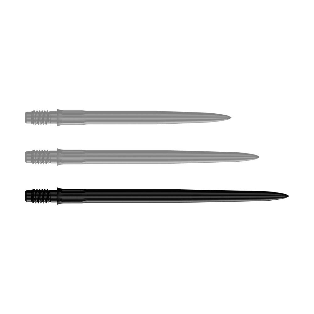 Mission R2.5 Rapid Point SM1 Dartspitzen - Schwarz Abgebildet ist eine einzelne schwarze Dartspitze mit einer Länge von 40mm. Es handelt sich um Mission R25 Rapid Point SM1 Dartspitzen.