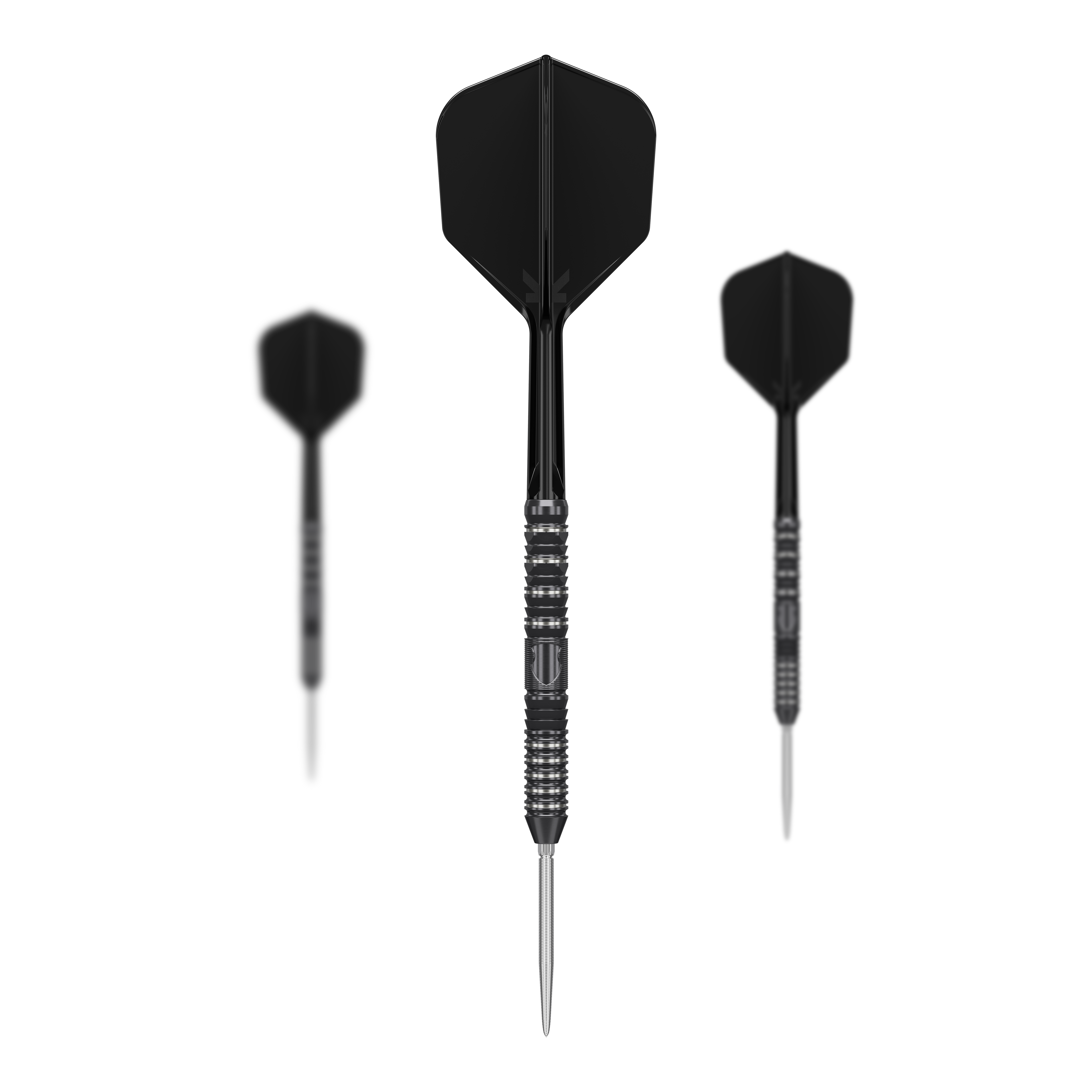 Target Japan Black Marque Draco GEN2 Steeldarts Das Bild zeigt drei schwarze Steeldarts des Modells „Target Japan Black Marque Draco GEN2“. Die Pfeile haben eine metallische Spitze und ein elegantes, gerilltes Design am Griff.