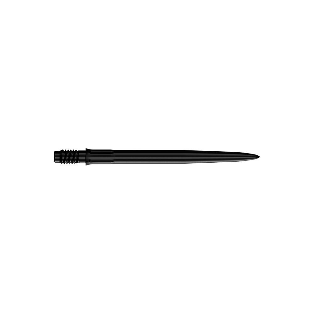 Das Bild zeigt schwarze Dartspitzen mit einer Länge von 30 mm. Es sind zwei Spitzen abgebildet.