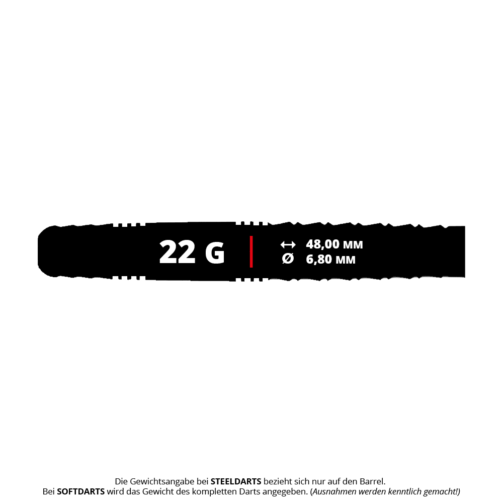 Caliburn Wolfpack W6 Steeldarts - 22g Abgebildet ist der Caliburn Wolfpack W6 Steeldart mit 22g Gewicht. Dieser Dart zeichnet sich durch sein modernes Design und hochwertige Verarbeitung aus.