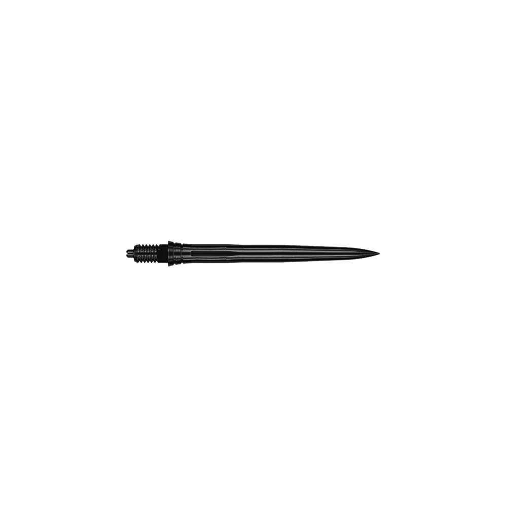 Das Bild zeigt EVO181 Caliburn EZ-EVO Dartspitzen Smooth Schwarz 28mm. Es handelt sich um schwarze Dartspitzen in glatter Ausführung.