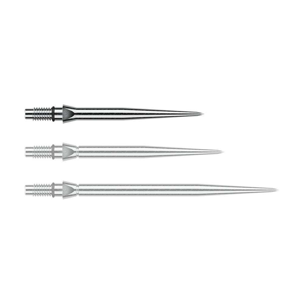 Winmau Switch Point Smooth Steeldartspitzen - Silver Effect Das Bild zeigt eine silberne Steeldartspitze mit glattem Design. Die Länge beträgt vermutlich 26 mm.