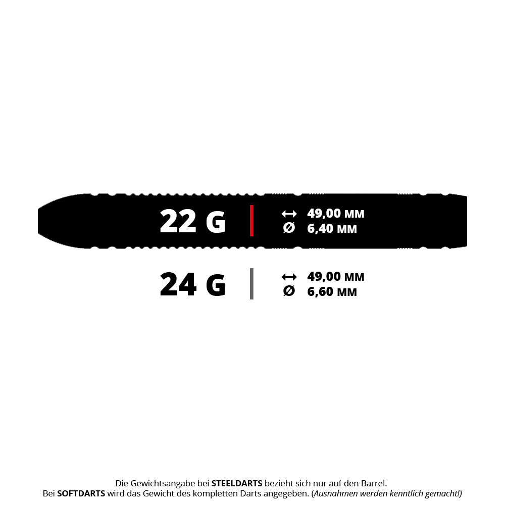 Bulls FC Bayern München Tungsten Steeldarts Das Bild zeigt Steeldarts mit dem Dateinamen 34102_Bulls_FC_Bayern_Mnchen_Tungsten_Steeldarts_5_22g. Die Darts wirken robust und sind vermutlich für professionelle Spieler geeignet.