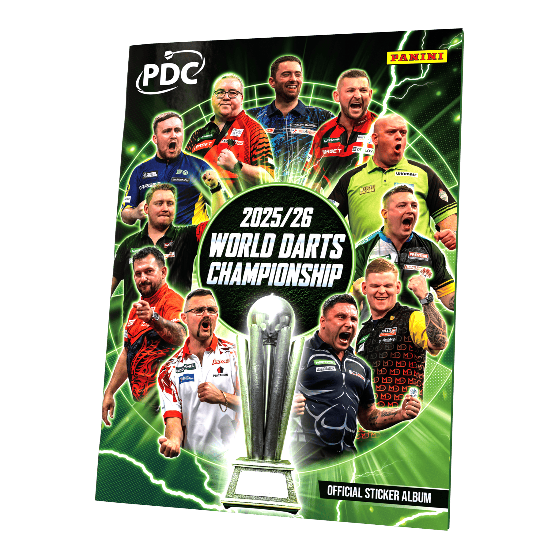 Panini PDC World Darts Championship 2025/26 - Official Sticker Softcover Sammelalbum Gezeigt wird das Panini PDC World Darts Championship 2025/26 Sammelalbum im Softcover-Format. Das Album eignet sich zum Einheften der offiziellen Sticker der Kollektion.