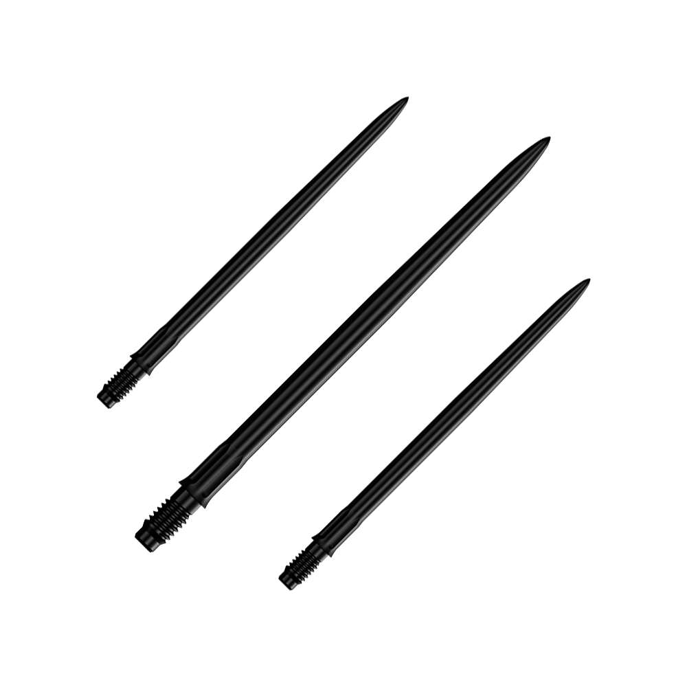 Mission R2.5 Rapid Point SM1 Dartspitzen - Schwarz Das Bild zeigt ein Set schwarzer Dartspitzen mit einer Länge von 40mm. Es sind Mission R25 Rapid Point SM1 Dartspitzen abgebildet.