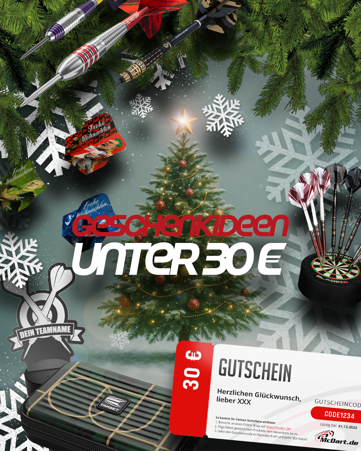 Das Bild zeigt ein Geschenkideen-Set unter 30 Euro. Drei verschiedene Produkte sind auf dem Bild zusammengestellt.