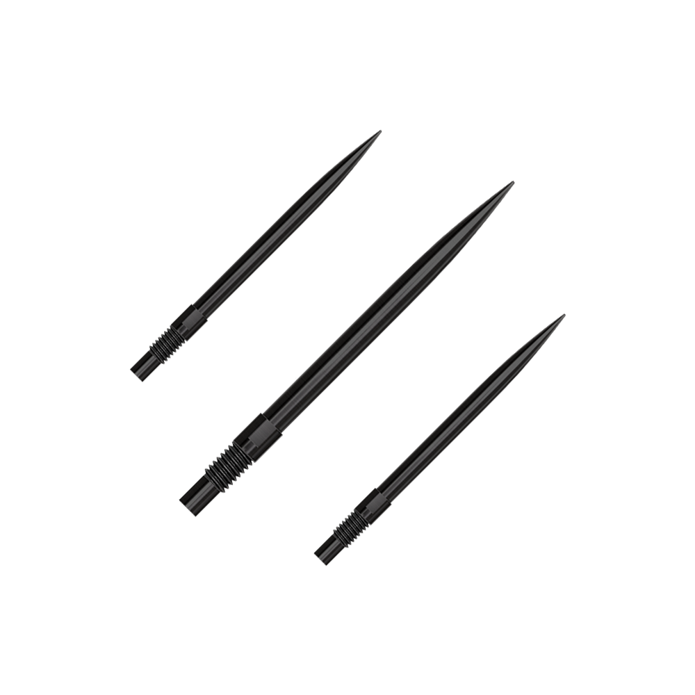 Harrows Quick Point Dartspitzen - Schwarz Das Bild zeigt das Produkt 'QP23974_Harrows_QuickPoint_Dartspitzen_Schwarz_30mm_1Set'. Es handelt sich um ein Set schwarzer Dartspitzen.