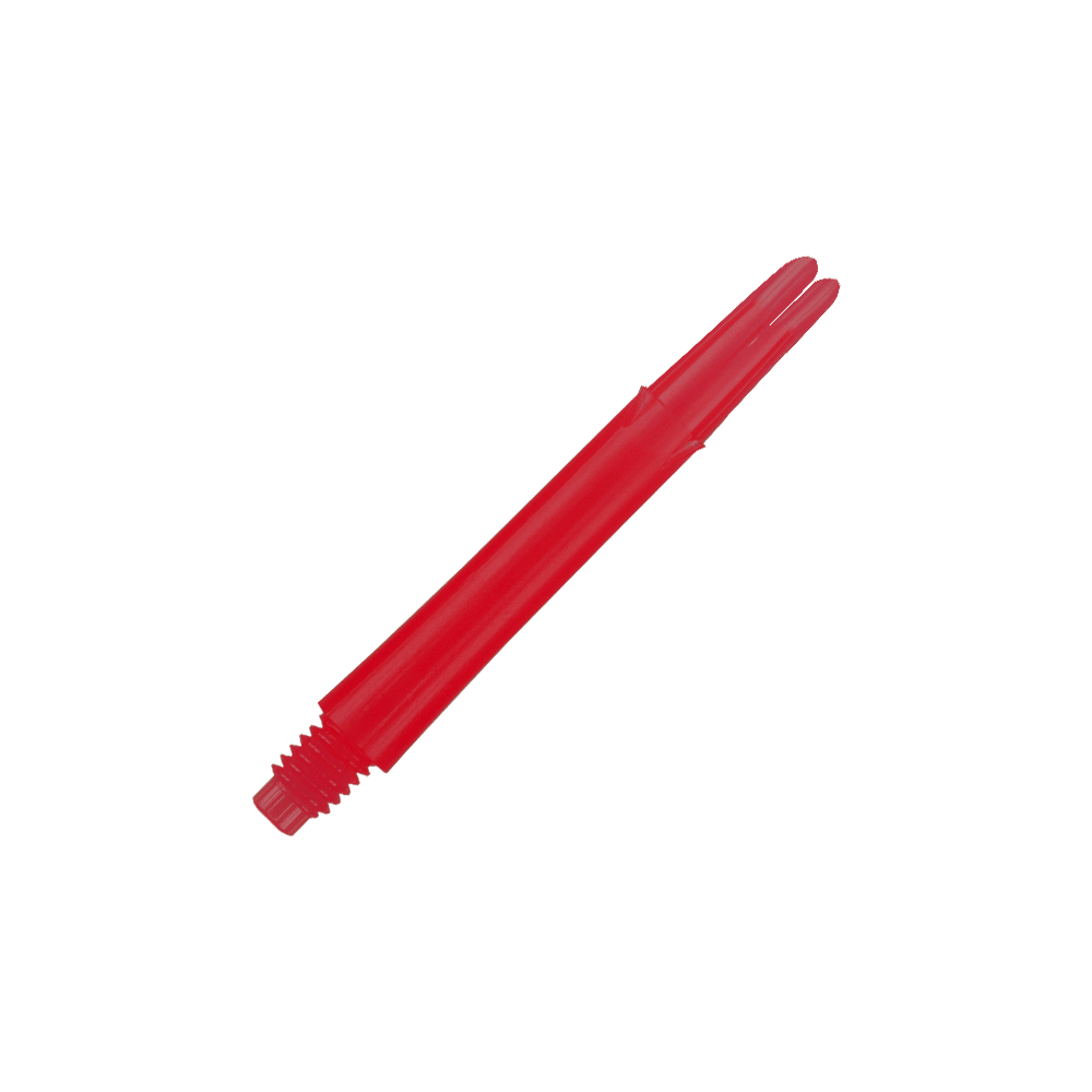 L-Style L-Shafts Locked Straight - Red 260 Das Bild zeigt einen roten, geraden Dartshaft ohne Kappen. Der Schaft ist 39 mm lang und hat ein Gewinde am Ende.