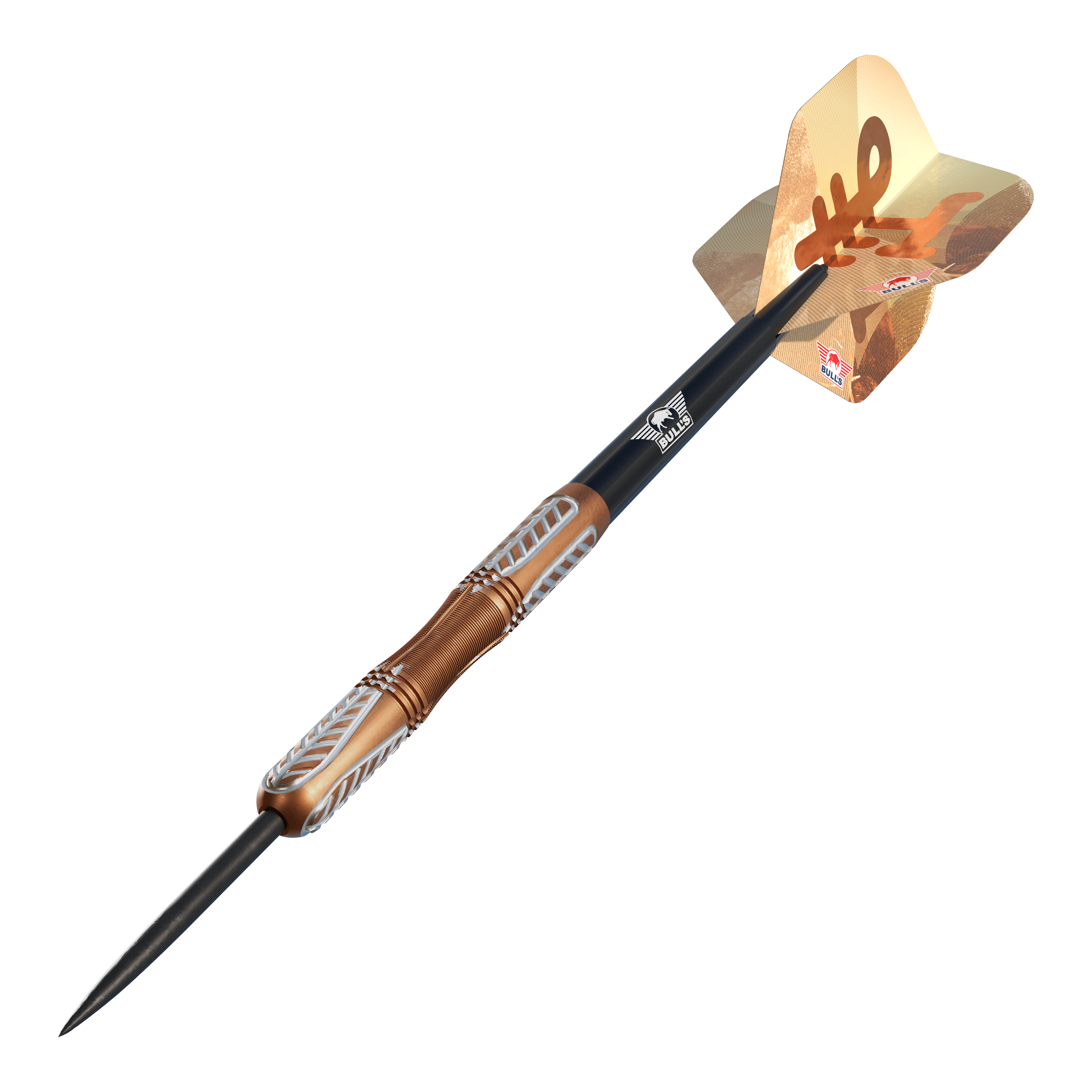 Bulls NL Bronzo True Steeldarts - 23g Bulls NL Bronzo True Steeldarts mit 23 Gramm Gewicht sind abgebildet. Das Bild zeigt Steeldarts mit typischem bronzefarbenem Design.