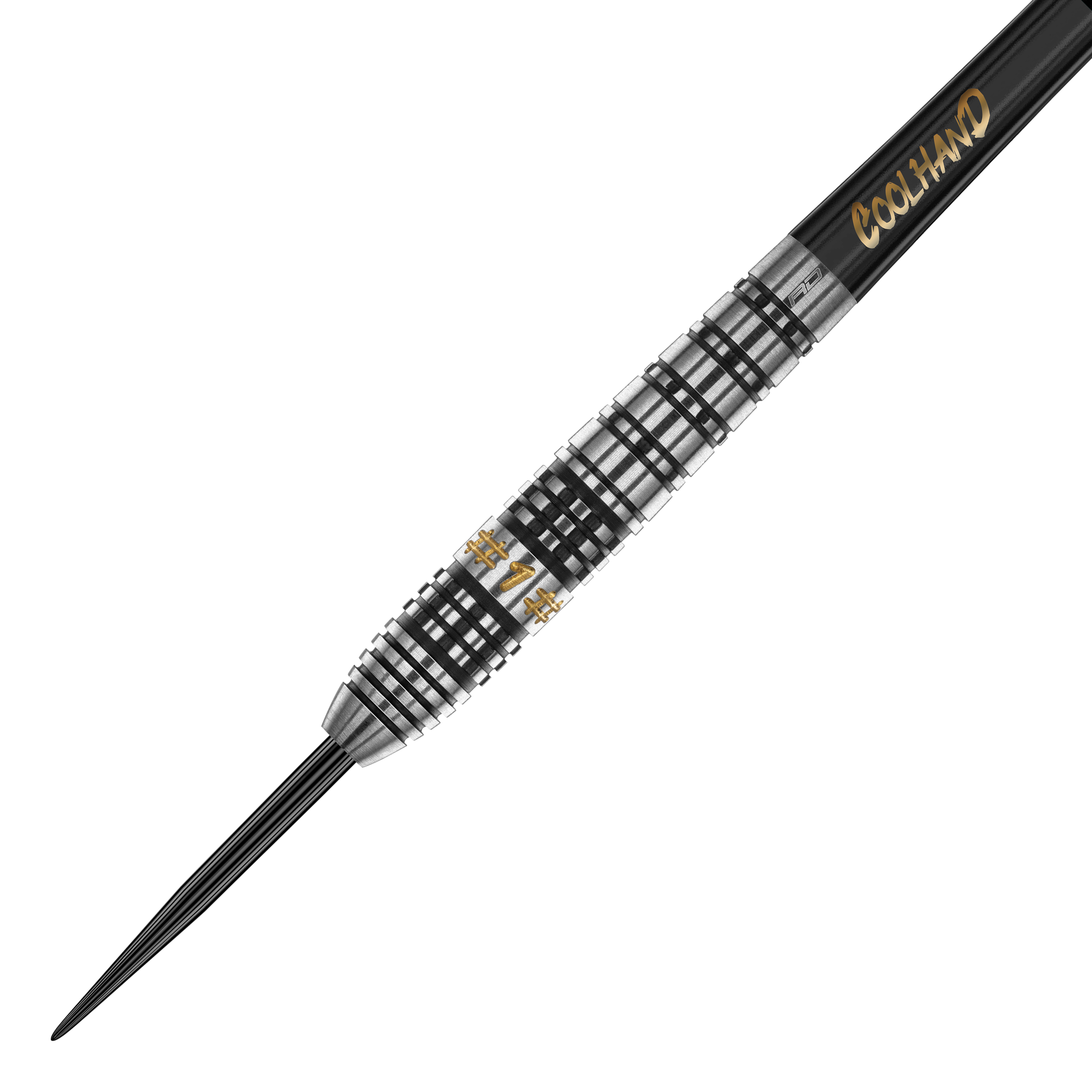 Red Dragon Luke Humphries Prestige Steeldarts Dies ist ein Steeldart der Marke Red Dragon, Modell "Luke Humphries Prestige". Er hat ein silber-schwarzes Design mit goldenen Akzenten und dem Schriftzug "COOL HAND".