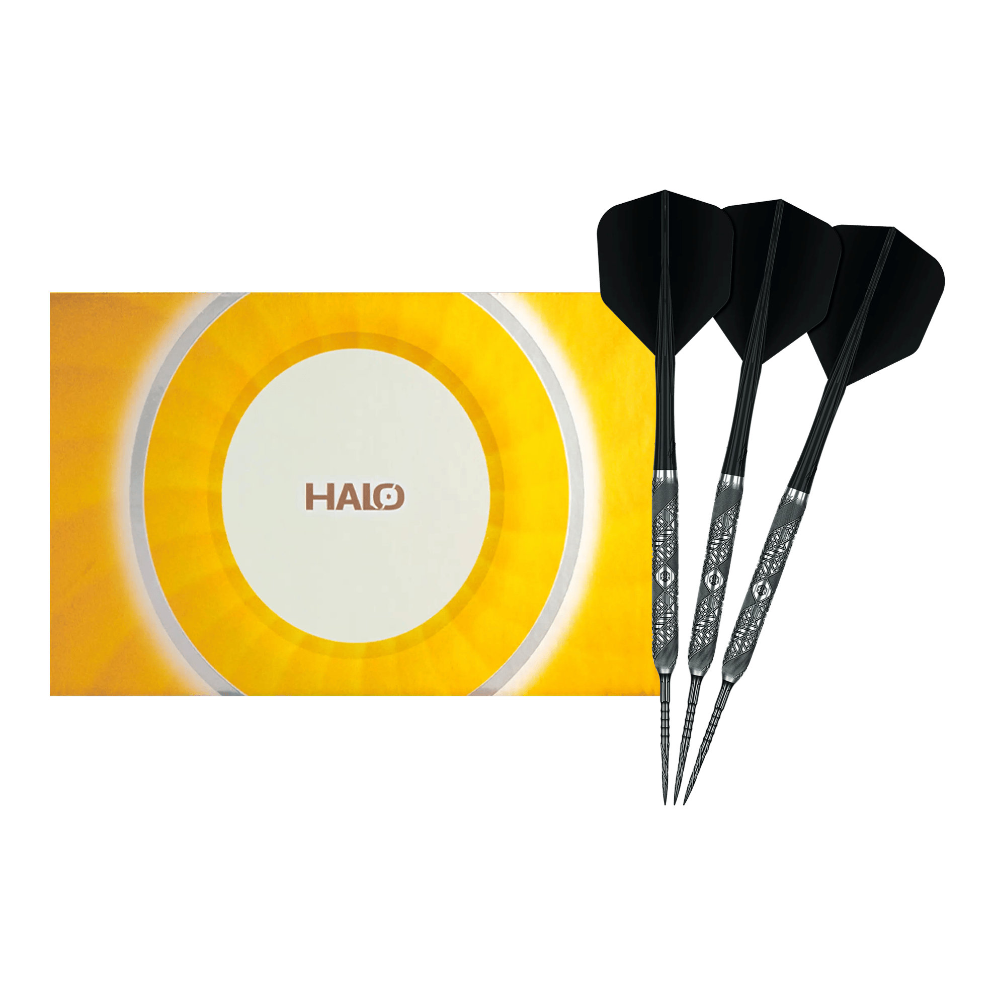 Caliburn Halo H3 Steeldarts - 21,5g Abgebildet sind die Caliburn Halo H3 Steeldarts mit 21,5g als vollständiger Satz. Die Darts werden komplett gezeigt.