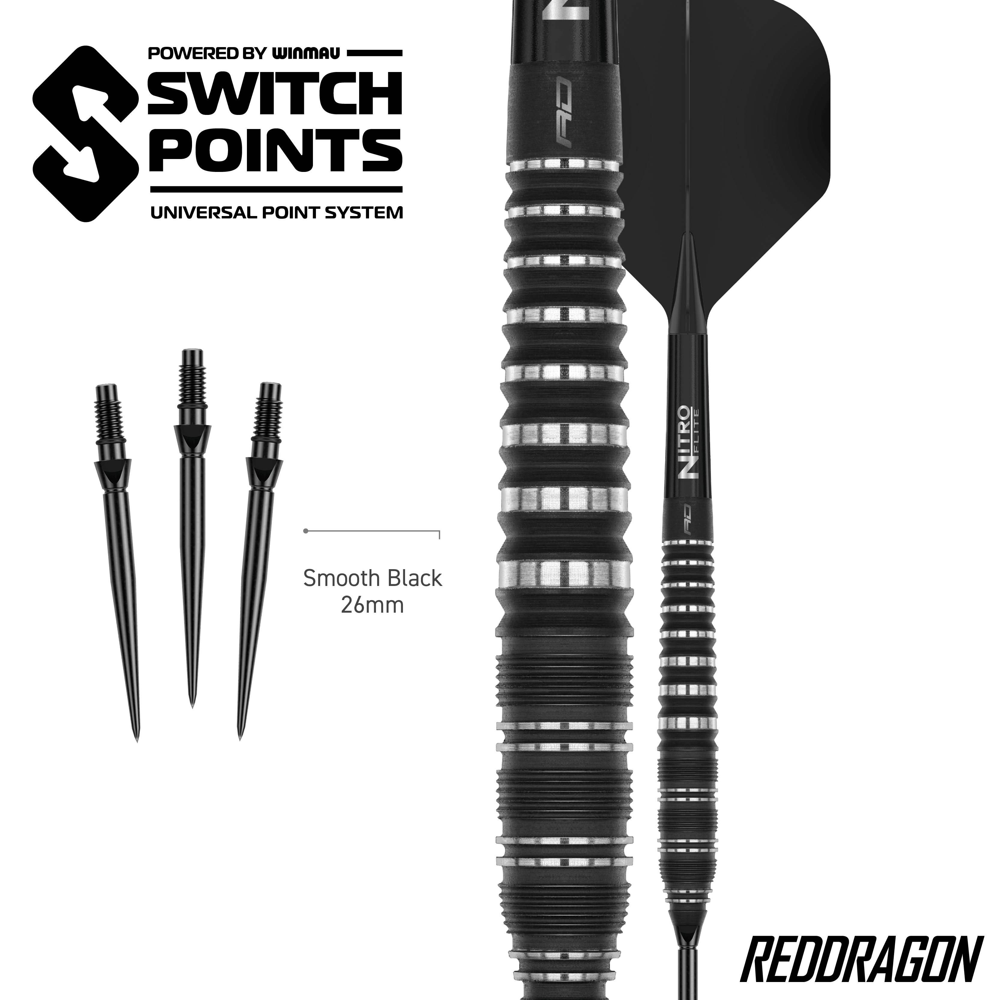 Red Dragon Sable Torpedo Switch Point Steeldarts Zu sehen sind Red Dragon Sable Torpedo Switch Point Steeldarts. Diese Darts bieten gute Griffigkeit und Stabilität beim Wurf.