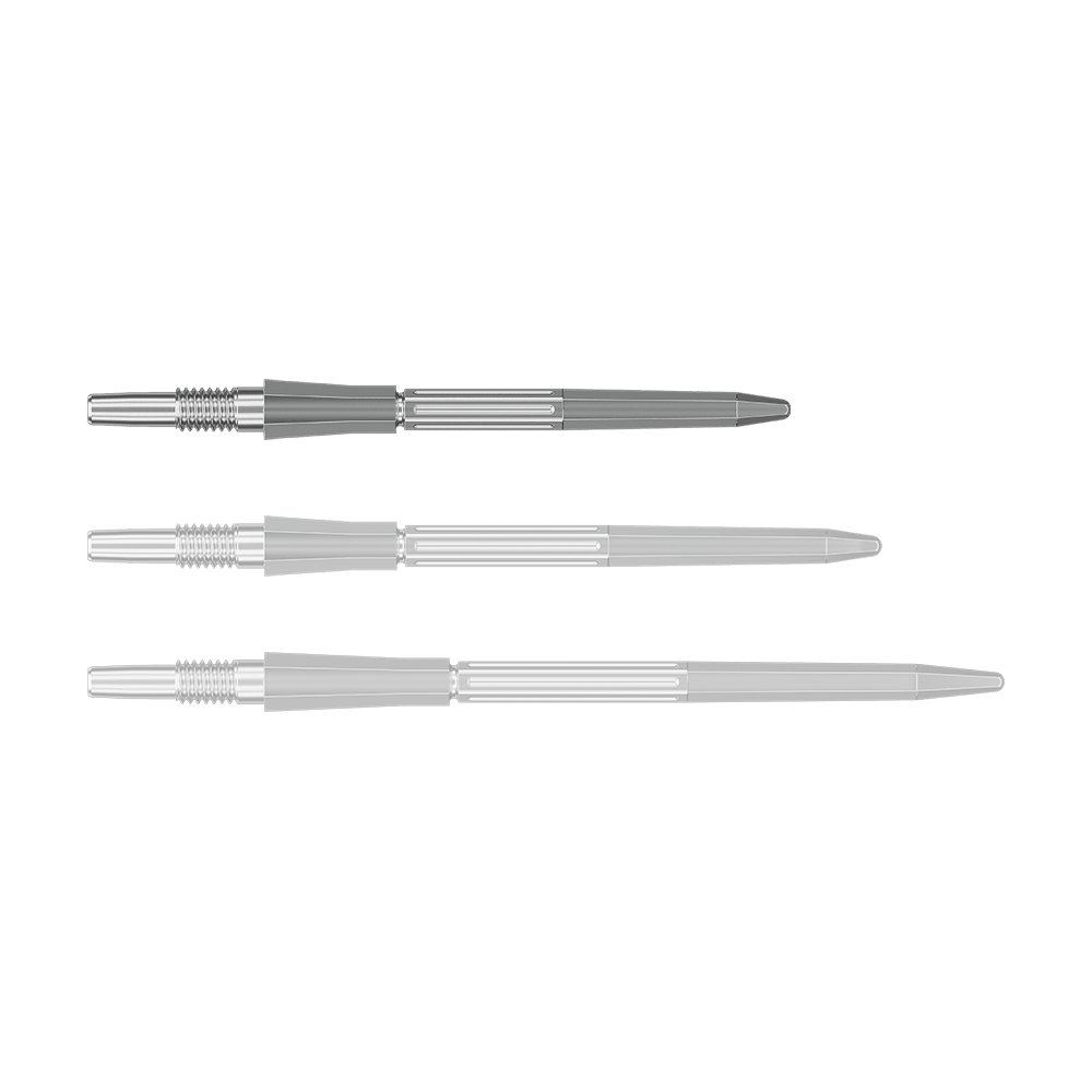 Target Elysian Archetype 43 Swiss Point Steeldartspitzen - Silber Abgebildet ist eine silberne SwissPoint Dartspitze, 30 mm lang. Die Spitze stammt vermutlich von Target Elysian Archetype 43.