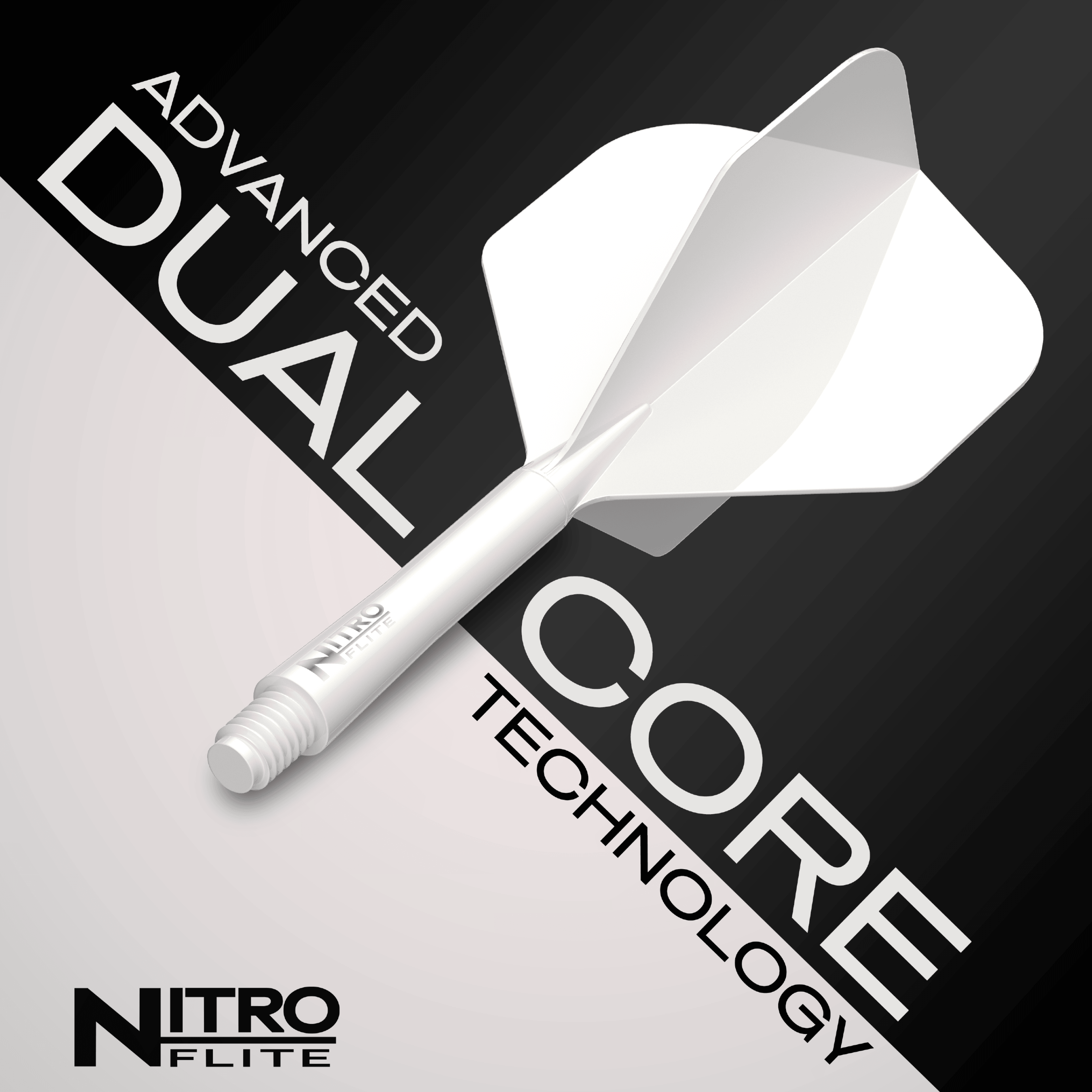 Abgebildet ist der Red Dragon Nitroflite White Shaft White Flights No2. Der Artikel besteht aus weißen Dartflights mit weißem Schaft.